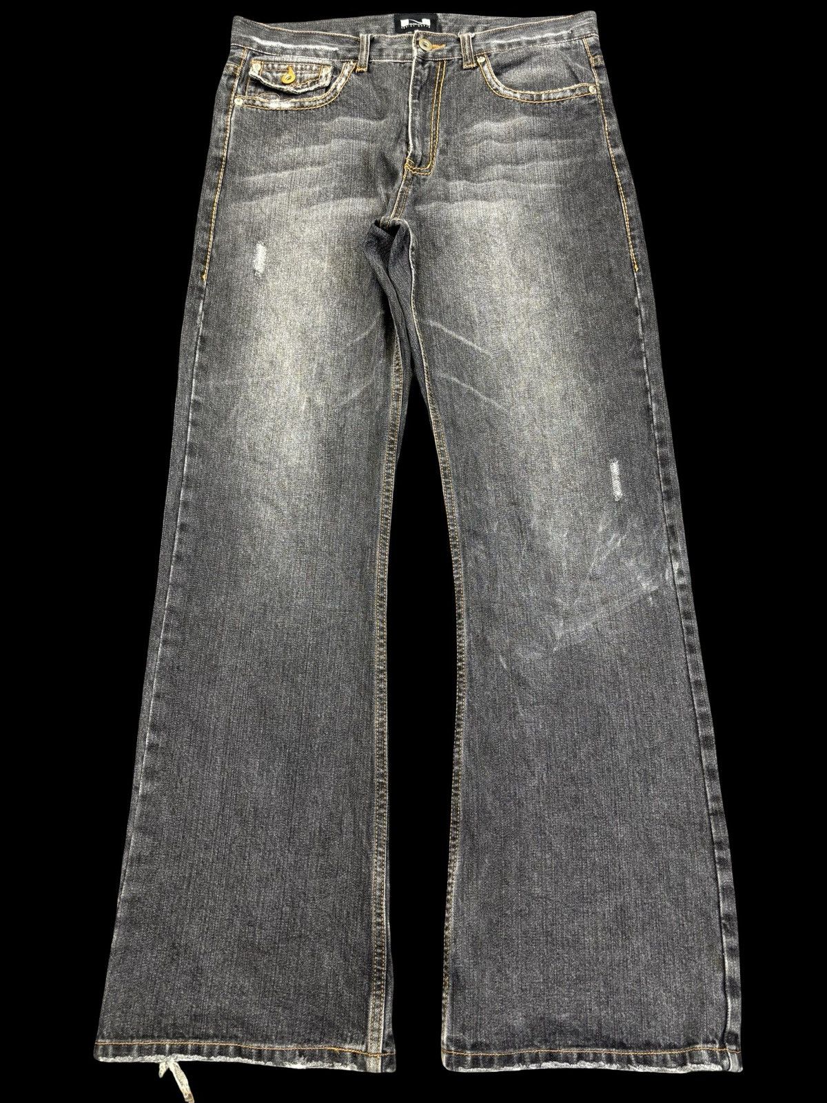 Japanese Brand 💥Flare💥Nylaus Design Works Black Wash Flare Denim F901 Size US 33 - 1 Thumbnail