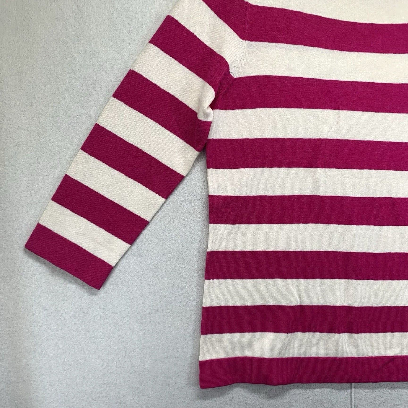 Vintage VINTAGE Josephine Chaus Blouse Small Striped Silk Nylon Bright Magenta 3/4 Sleeve Casual Womens Size S / US 4 / IT 40 - 3 Thumbnail