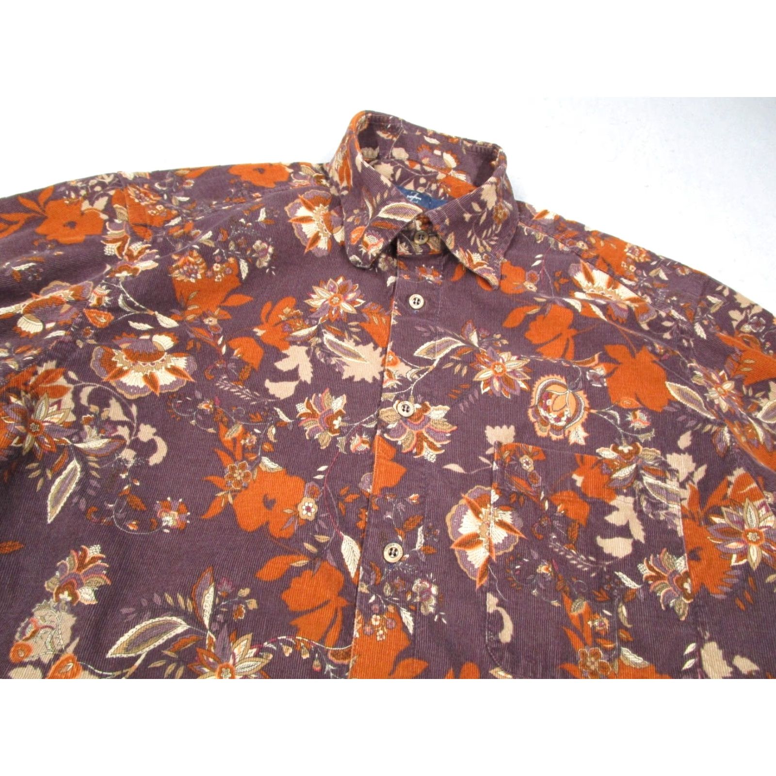 Ermenegildo Zegna Ermenegildo Zegna Corduroy Shirt Mens Large Multicolor Floral Button-Up Long Sleeve Casual Size US L / EU 52-54 / 3 - 2 Thumbnail
