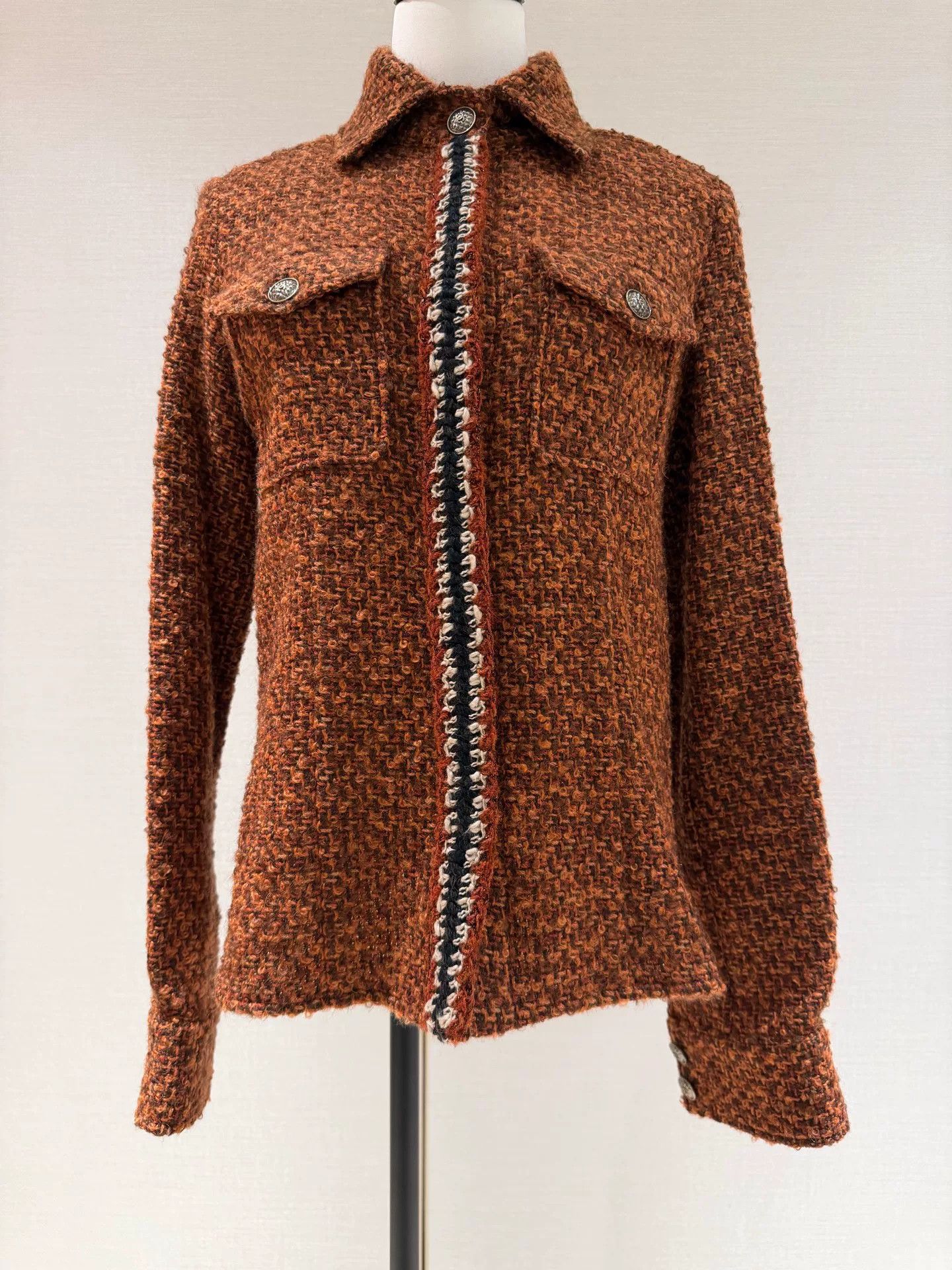 Chanel Chanel Rust Red Wool Knit Jacket Size US S / EU 44-46 / 1 - 1 Thumbnail