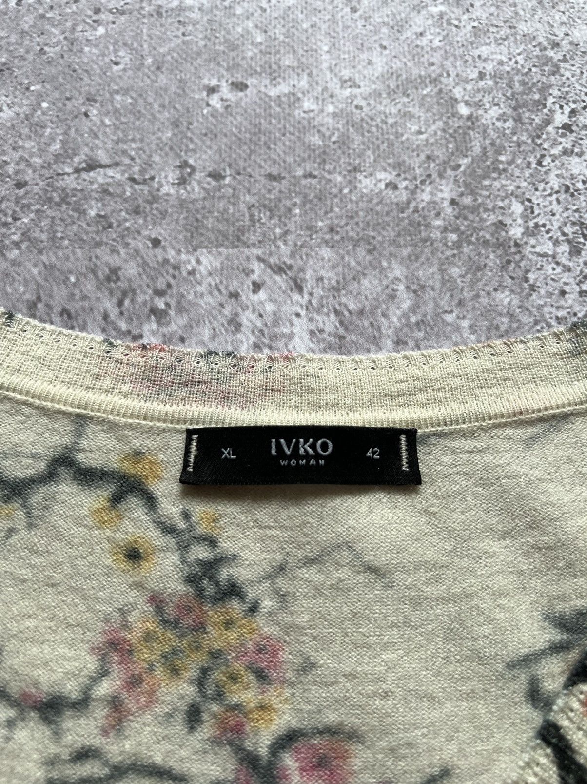 Designer Ivko Wool Sweater Flowers Print Size XL / US 12-14 / IT 48-50 - 7 Thumbnail