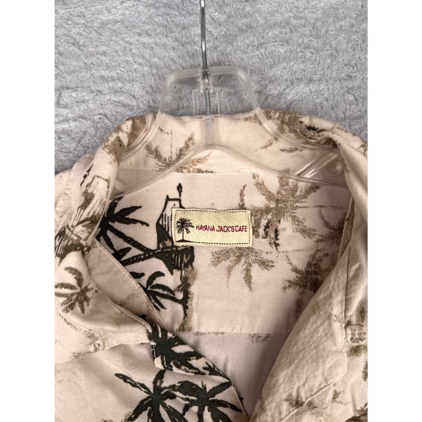 Vintage Havana Jack's Cafe Shirt Men Medium Ivory Floral Palm Hawaiian Button Up Rayon Size US M / EU 48-50 / 2 - 6 Thumbnail