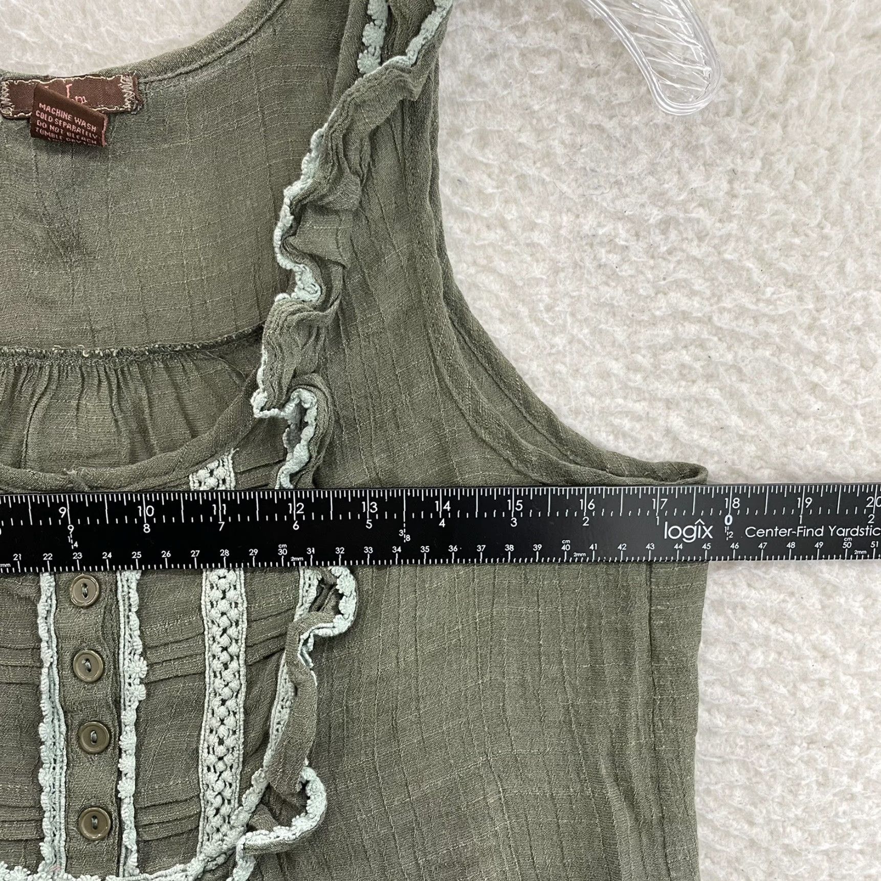 Vintage Y2K Vintage Top Medium Green Ruffle Sleeveless Bohemian Boho Fairy Grunge Shirt M Womens Size M / US 6-8 / IT 42-44 - 4 Thumbnail