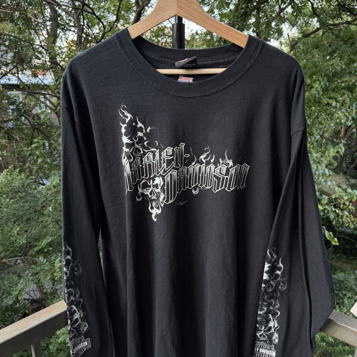 Harley Davidson Vintage Harley Davidson Skull Ghost Flame Longsleeve Chopper Size US XL / EU 56 / 4 - 3 Thumbnail