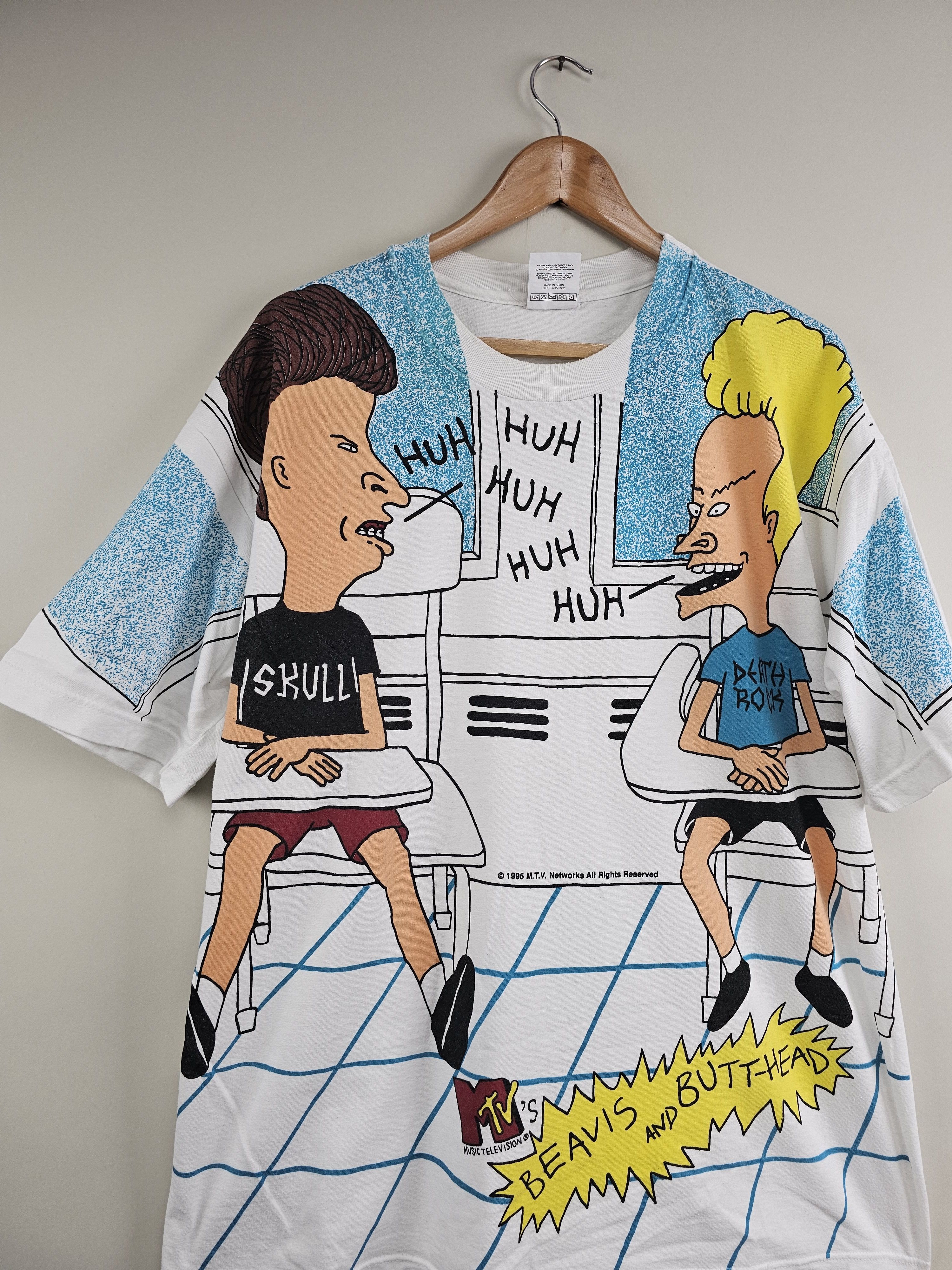 Mtv × Vintage 1995 Beavis and Butthead all over print XL 23" 29" 90s Size US XL / EU 56 / 4 - 2 Thumbnail