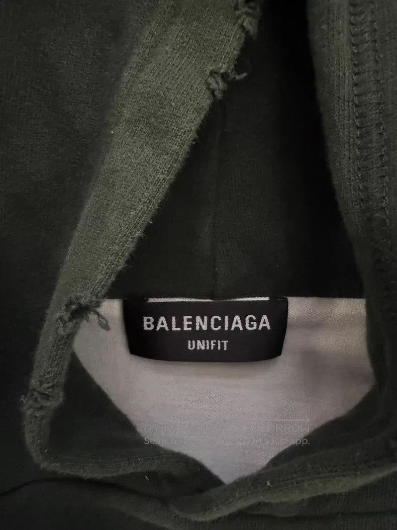Balenciaga Balenciaga Green Hole Destroyed Ripped Hooded Sweatshirt Size US S / EU 44-46 / 1 - 3 Thumbnail