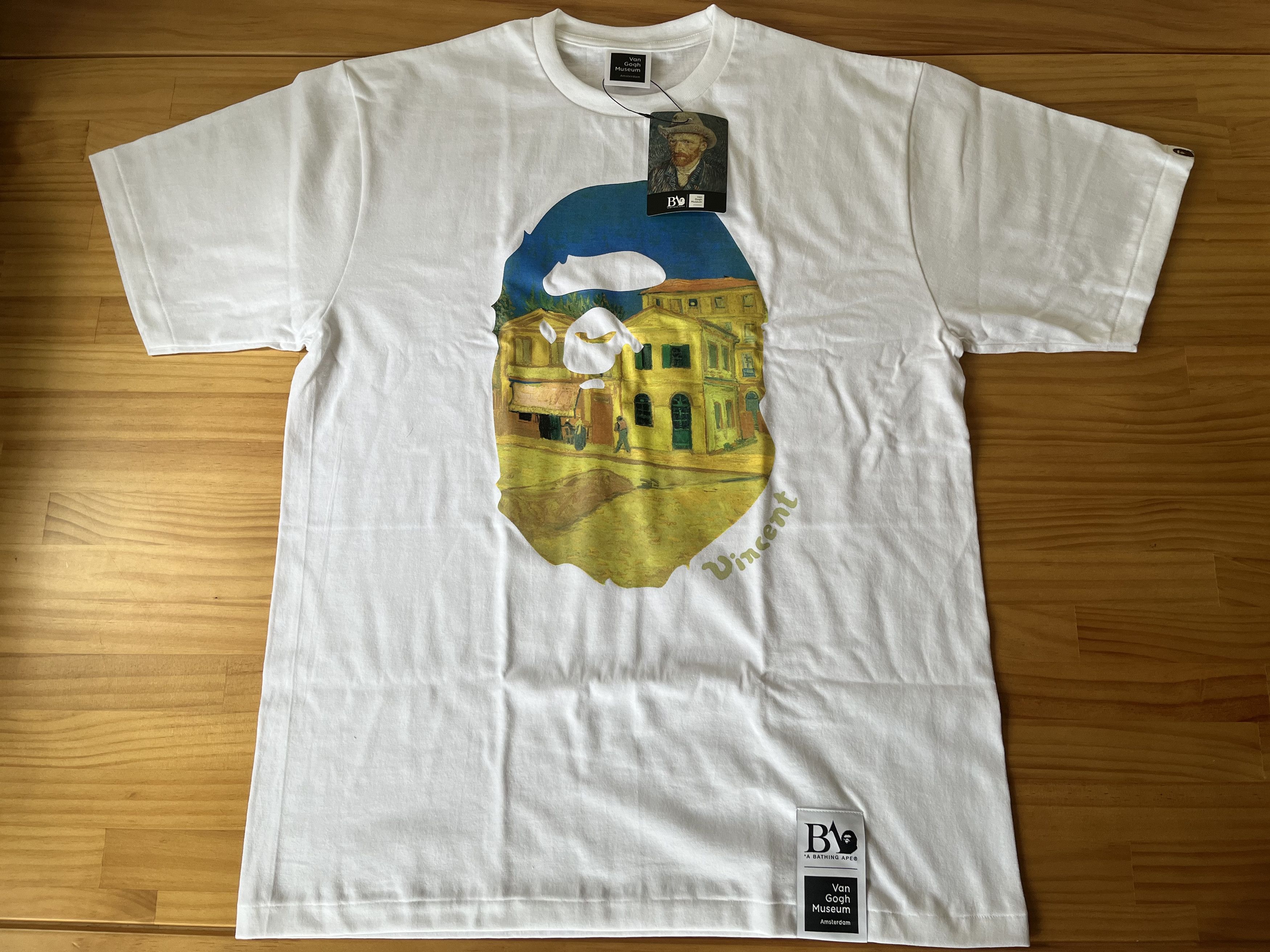 Bape BAPE VAN GOGH MUSEUM APE HEAD CANVAS ART TEE WHITE Size US XL / EU 56 / 4 - 21 Thumbnail