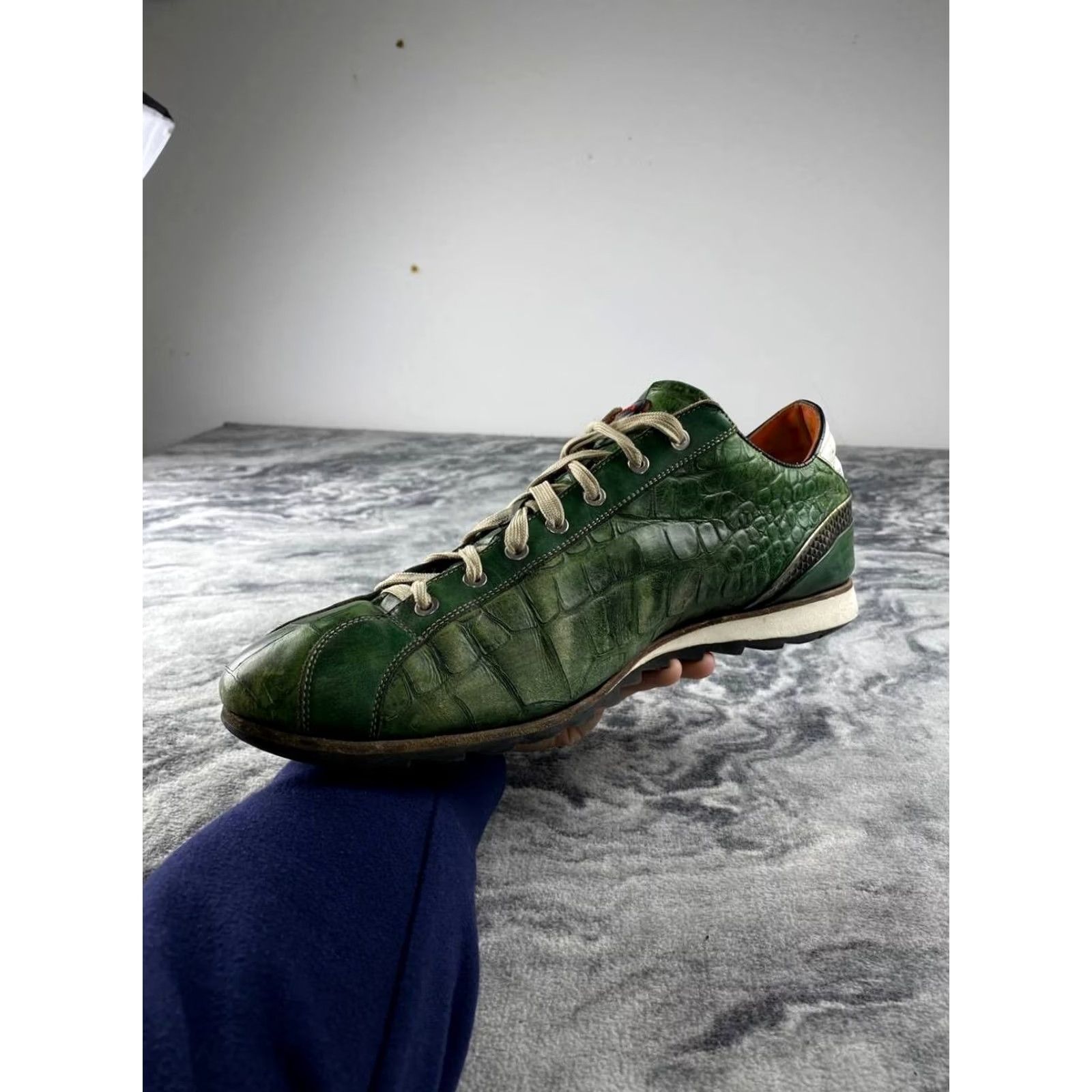 Vintage Harris Leather Trainers Men Size 11 Green Leather Sneaker Shoes Size US 11 / EU 44 - 4 Thumbnail