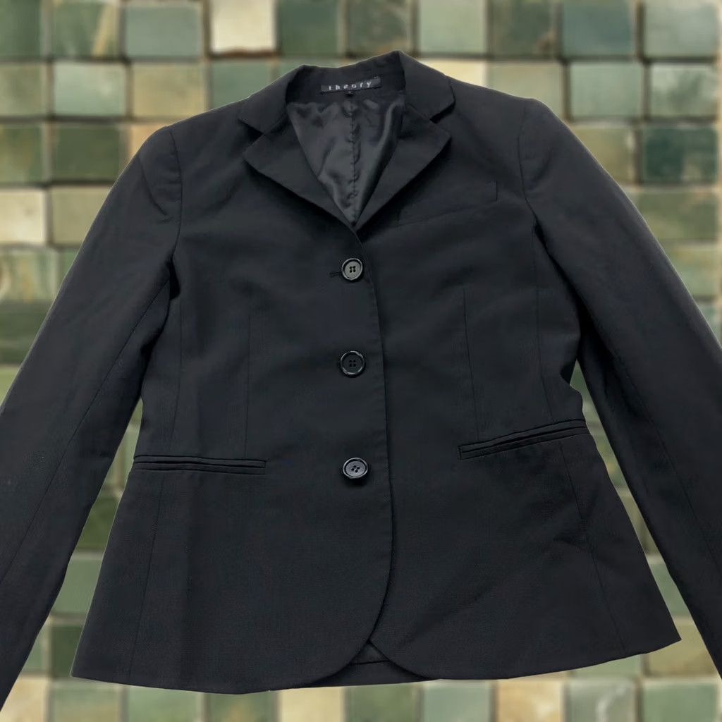 Theory Theory Womens Wool Blend 3 Button Blazer Lined Jacket Black Size 0 Size XS / US 0-2 / IT 36-38 - 1 Thumbnail