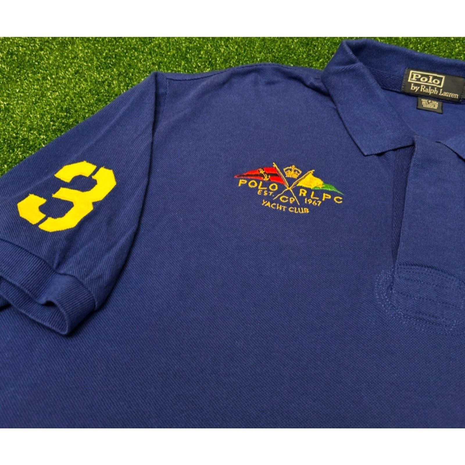 Polo Ralph Lauren VINTAGE Polo Ralph Lauren Big Pony Yacht Club Crest Flag Collared Polo Shirt XL Blue Mens Classic 90s Hip Hop Outdoor Preppy Y2K Size US XL / EU 56 / 4 - 2 Thumbnail