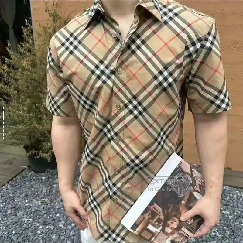 Burberry Burberry Khaki Logo Check Short Sleeve Shirt. Size US L / EU 52-54 / 3 - 8 Thumbnail