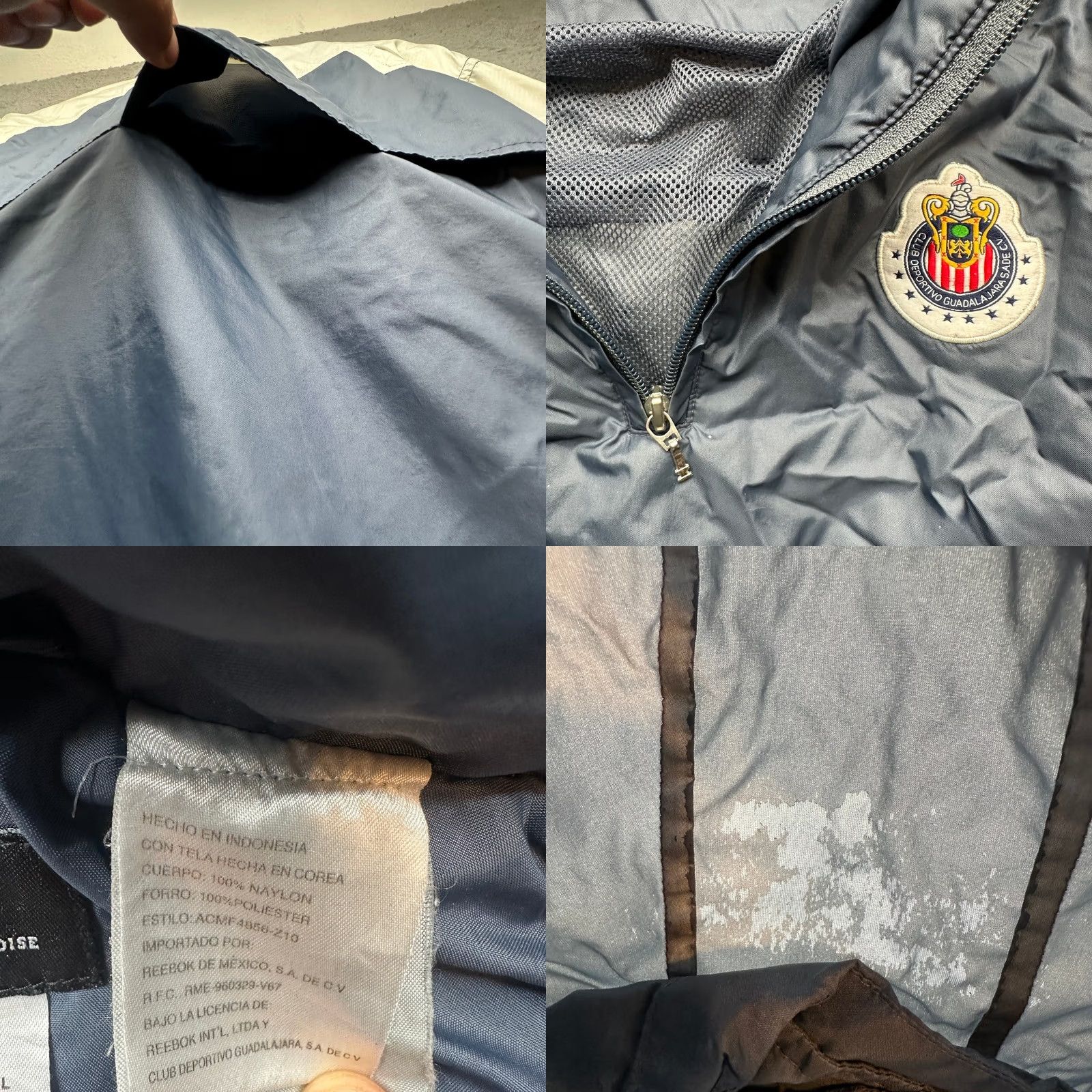 Reebok VINTAGE Reebok Windbreaker Jacket Mens Large Gray Chivas Guadalajara MX Soccer Size US L / EU 52-54 / 3 - 8 Thumbnail
