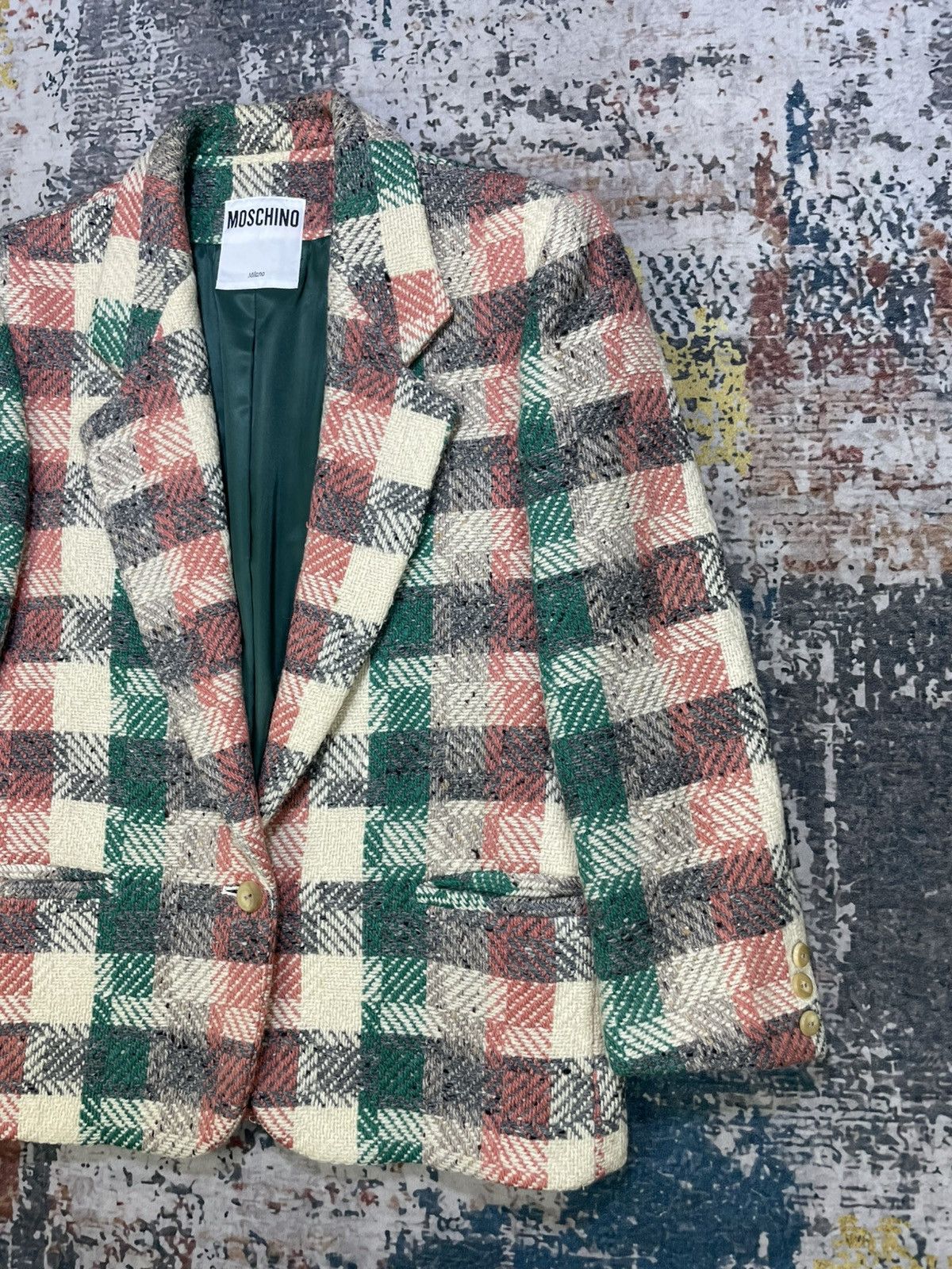 Moschino Moschino Multi Color Plaid Tweed Blazer Size M / US 6-8 / IT 42-44 - 3 Thumbnail