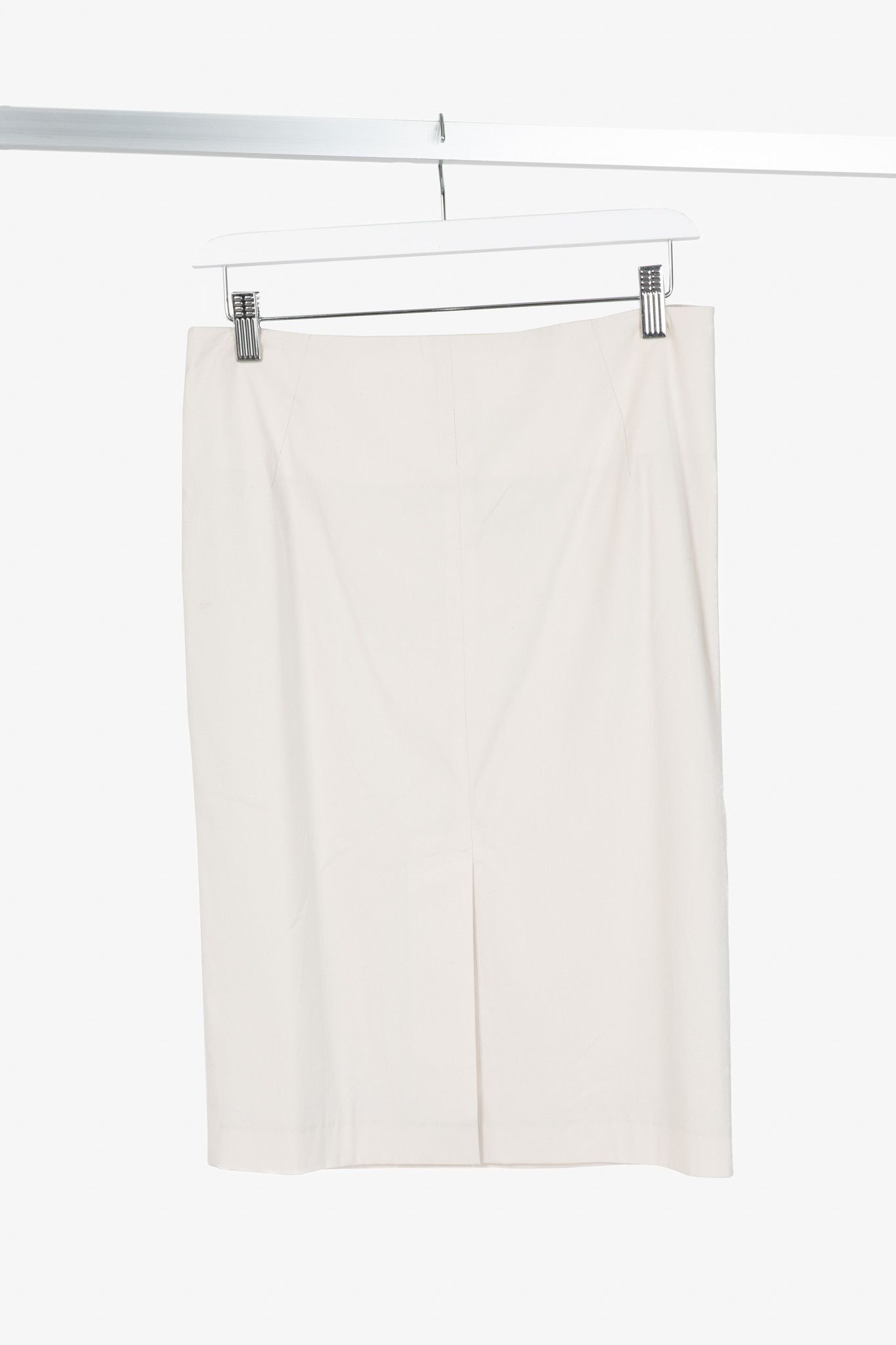 Brunello Cucinelli Brunello Cucinelli Ivory Pleated-Waist Cotton Pencil Skirt Size 27" / US 4 / IT 40 - 2 Thumbnail
