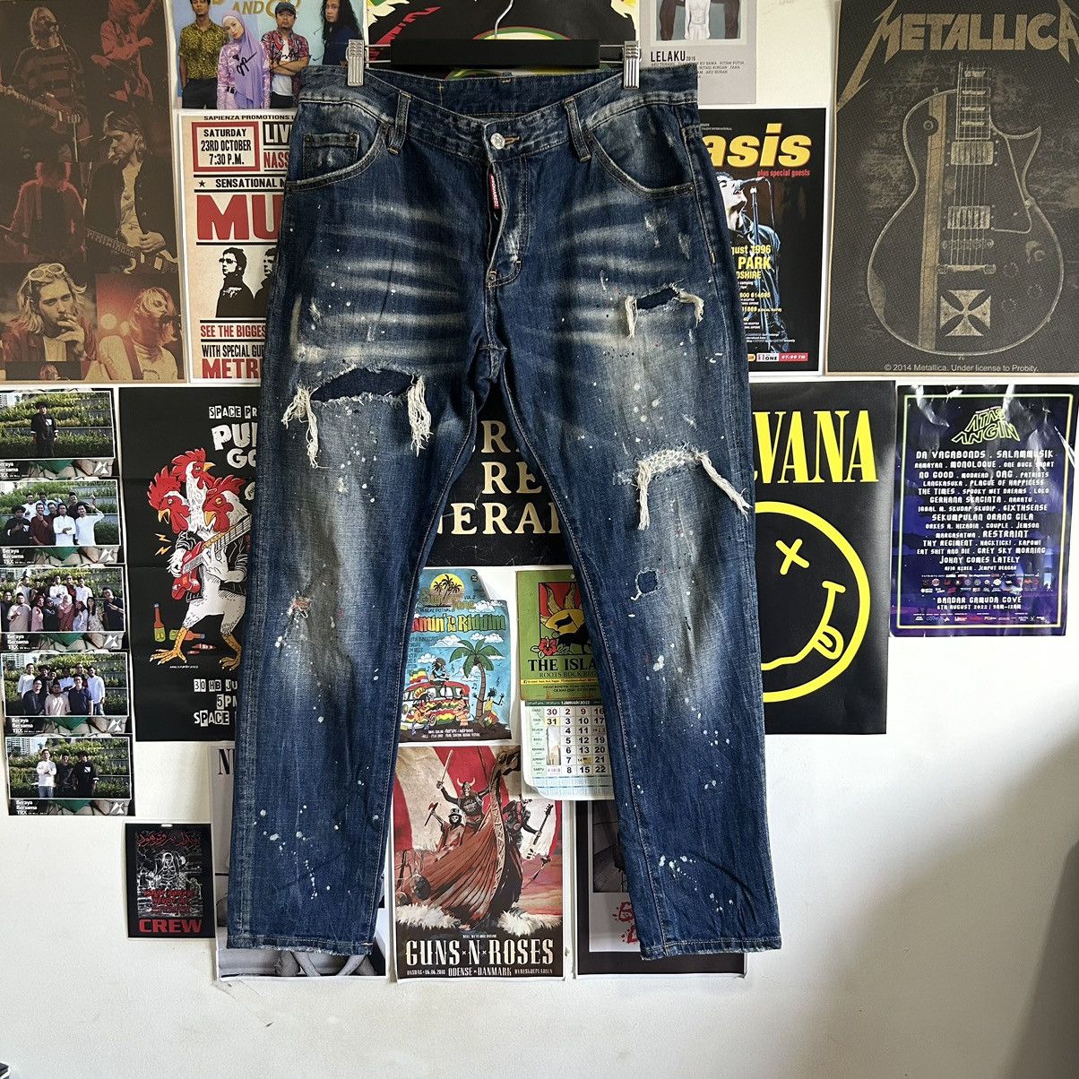 Dsquared2 Vintage Dsquared2 Paint Splash Patches Distressed Denim Size US 37 - 1 Thumbnail