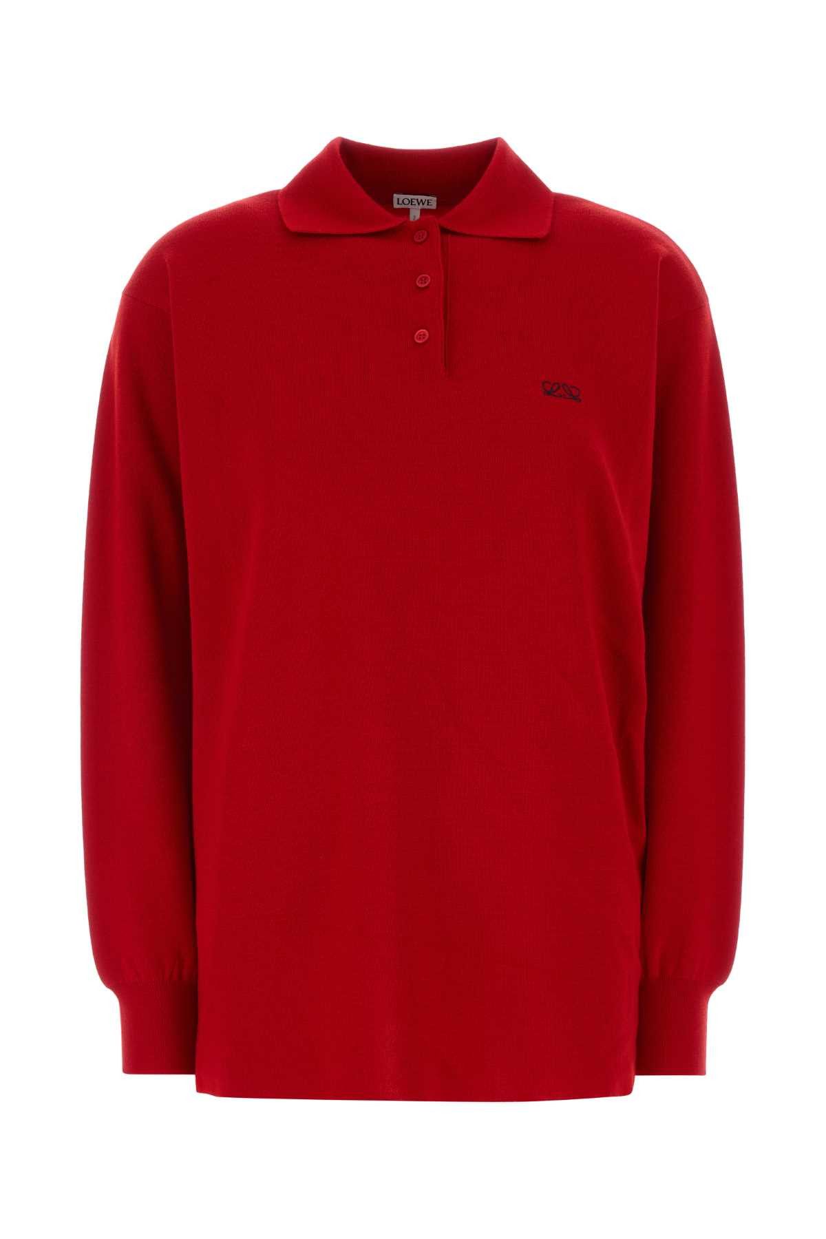 Loewe Red Stretch Cashmere Blend Polo Shirt Size S / US 4 / IT 40 - 1 Thumbnail