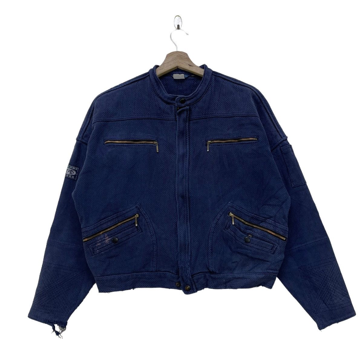 Indigo Japanese Brand Sashiko Single Biker Jacket Size US M / EU 48-50 / 2 - 1 Thumbnail
