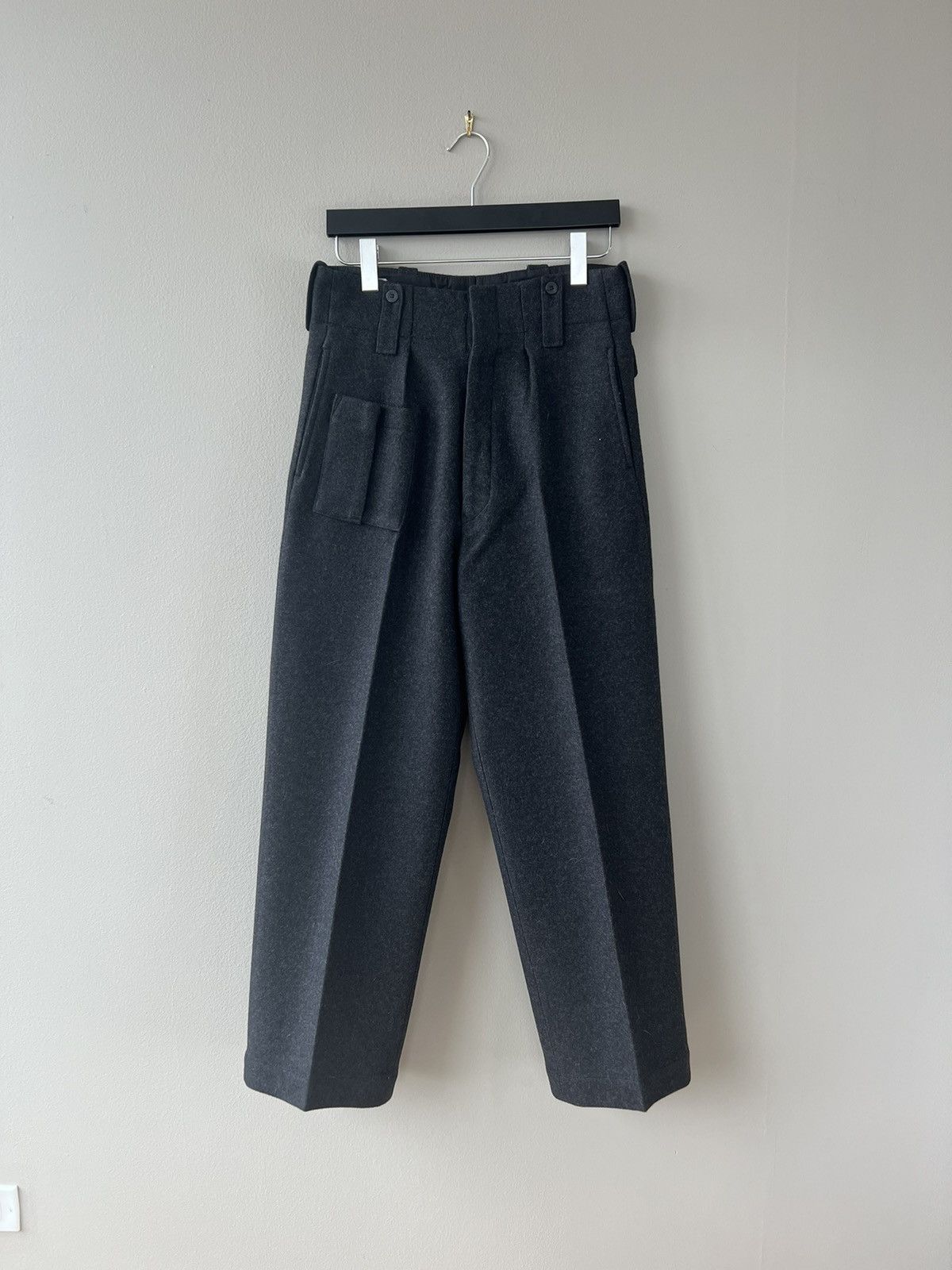 image of Dries Van Noten Wool Military Trousers in Charcoal, Men's (Size 32)