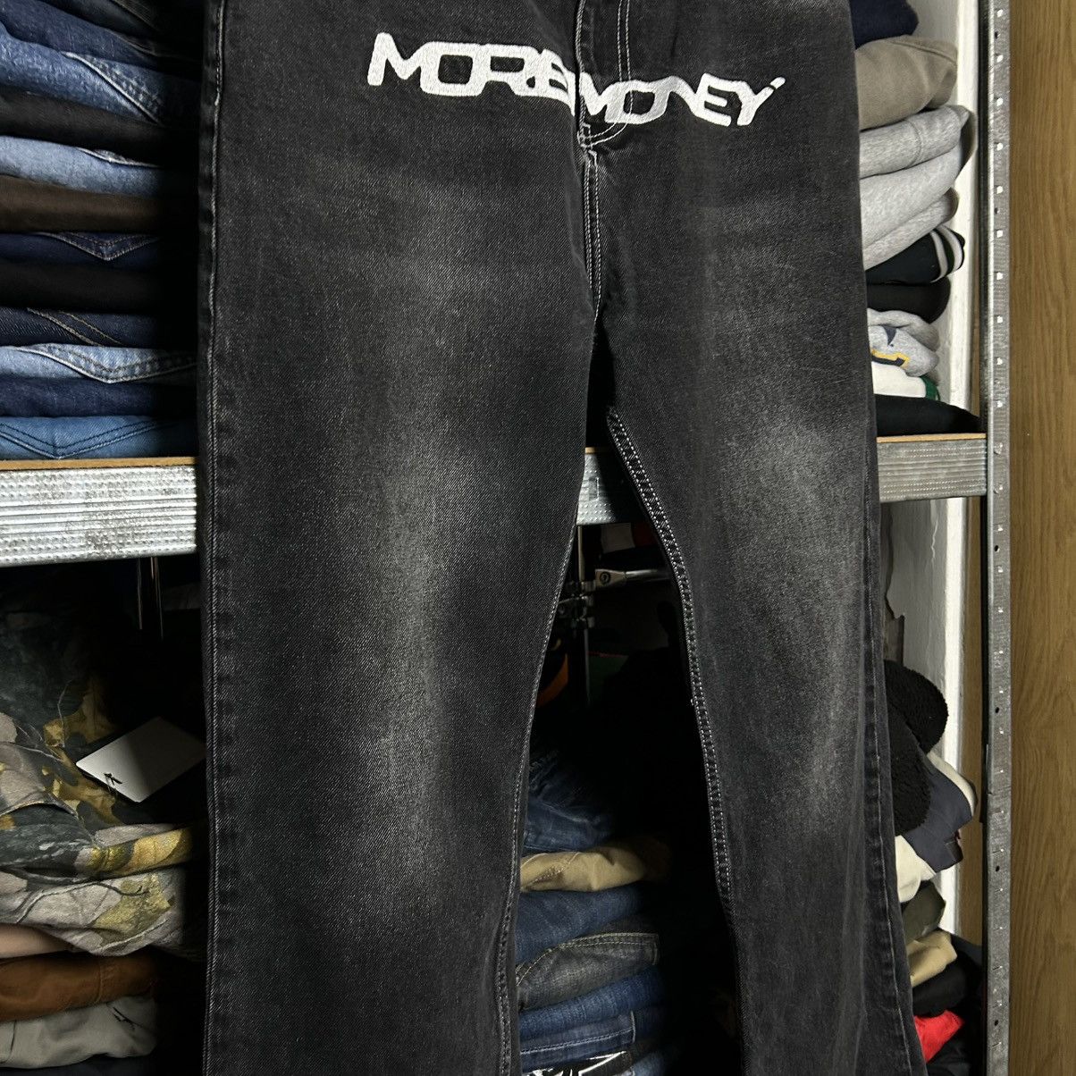 Other Mens MoreMoney More Love big logo black denim jeans Size US 32 / EU 48 - 3 Thumbnail