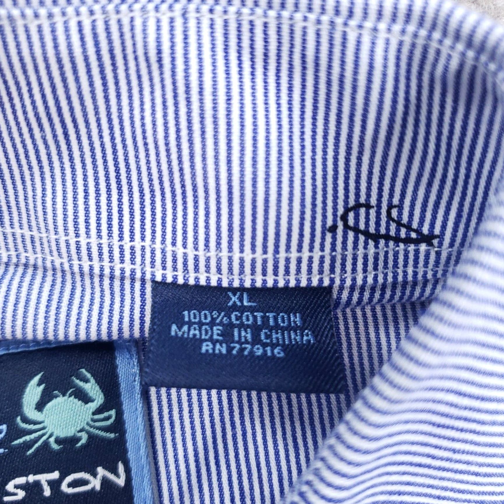 Vintage Charleston Threads Mens XL White Blue Striped Button Down Shirt Size US XL / EU 56 / 4 - 6 Thumbnail