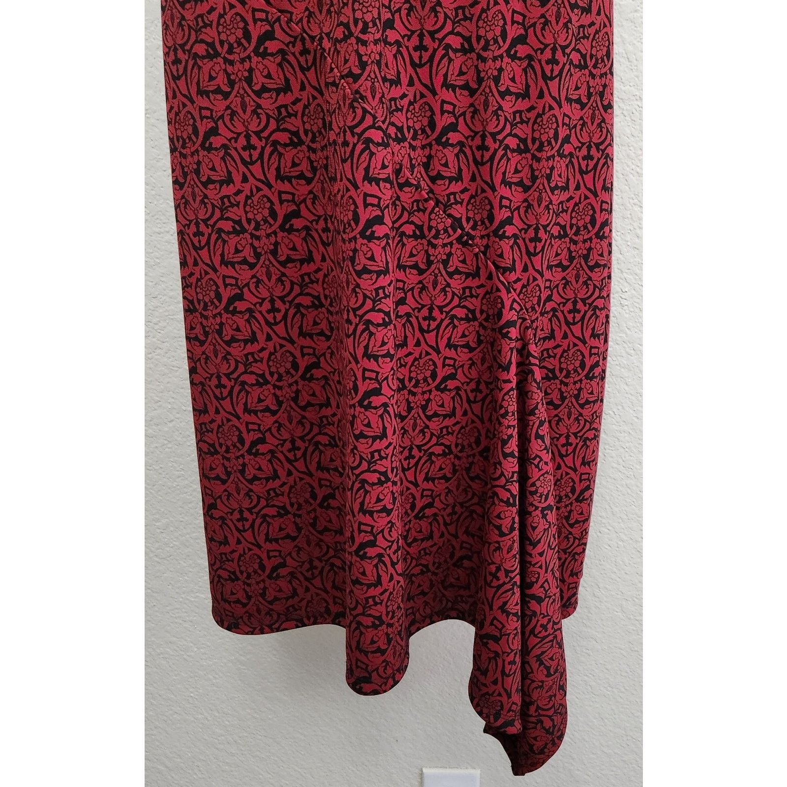 Other Kathie Lee Red Black Short Split Capped Sleeves Midi Dress M Size M / US 6-8 / IT 42-44 - 2 Thumbnail