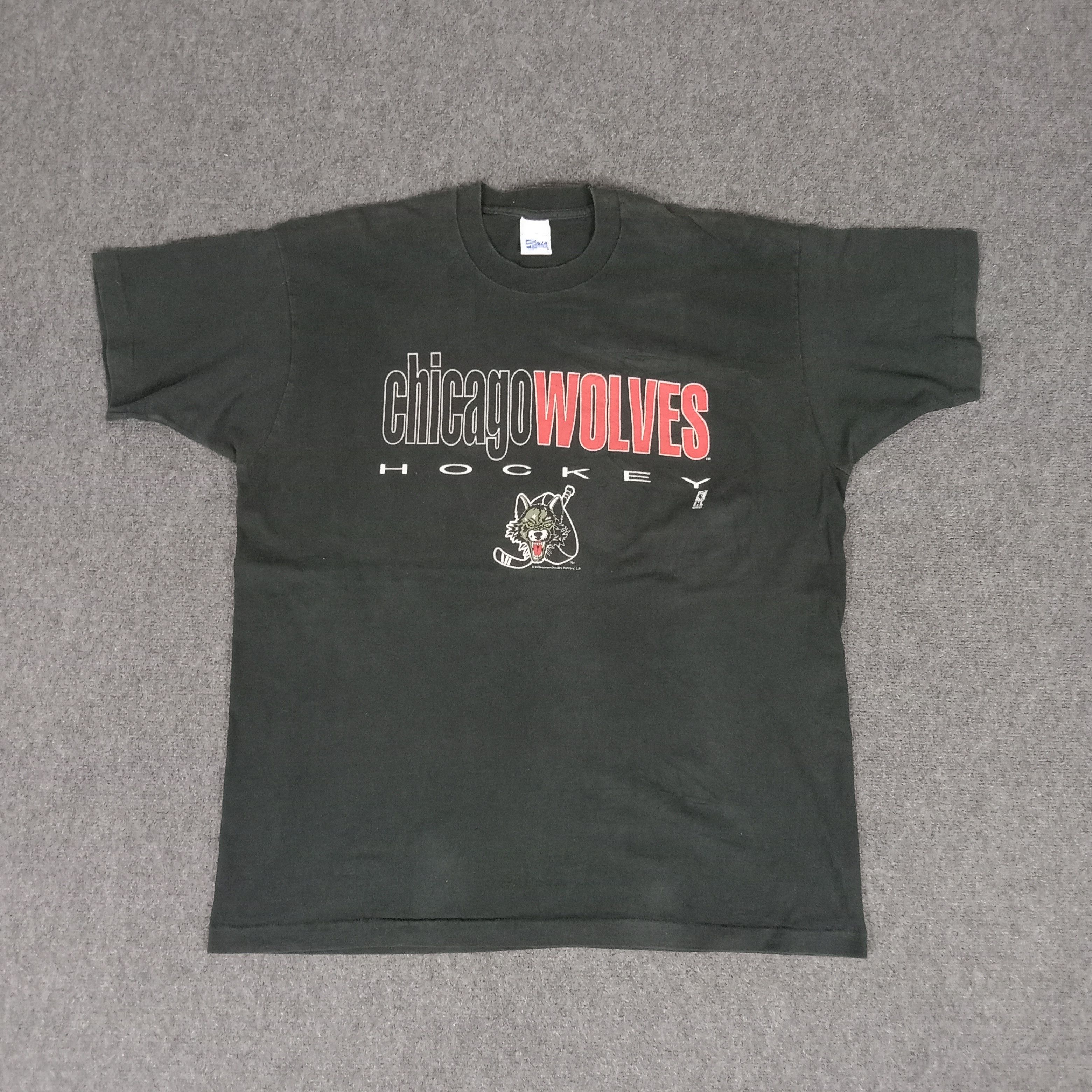 NHL × Vintage Vintage 90's Chicago Wolves American Hockey NHL Tshirt Size US XXL / EU 58 / 5 - 1 Thumbnail