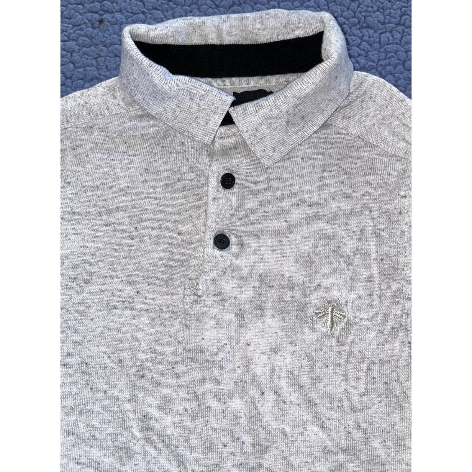 River Island RIVER ISLAND Polo Long Sleeve Knit Jumper Gray Small Mens Sweater Size US S / EU 44-46 / 1 - 2 Thumbnail