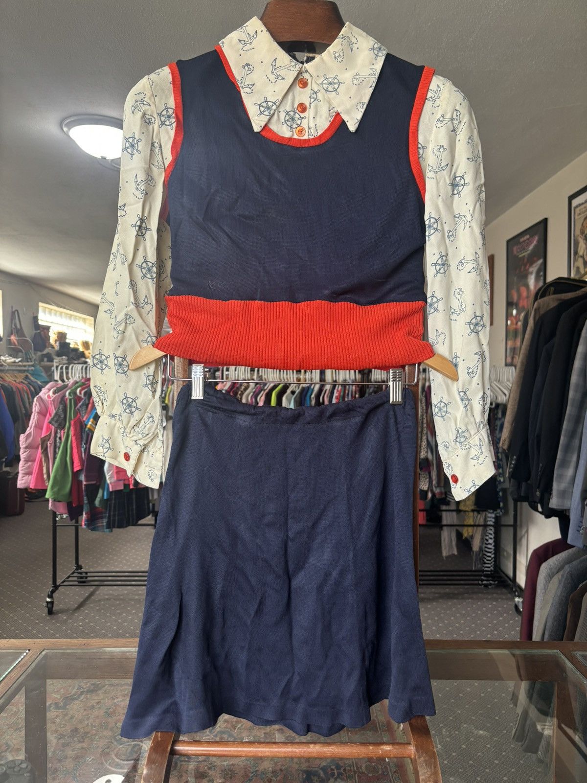 Vintage Vintage collared nautical themed two piece dress Size S / US 4 / IT 40 - 1 Thumbnail