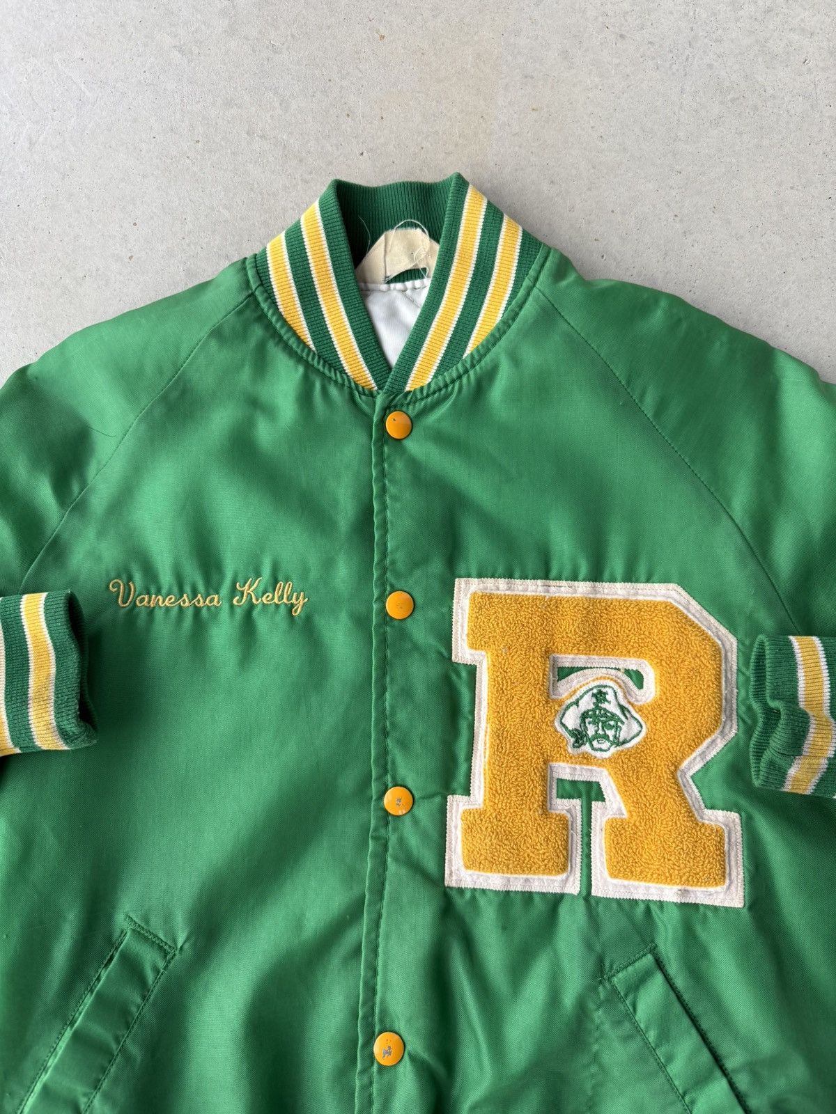 Vintage Vintage Chain Stitched Varsity Letterman Satin Green Jacket Size US M / EU 48-50 / 2 - 3 Thumbnail