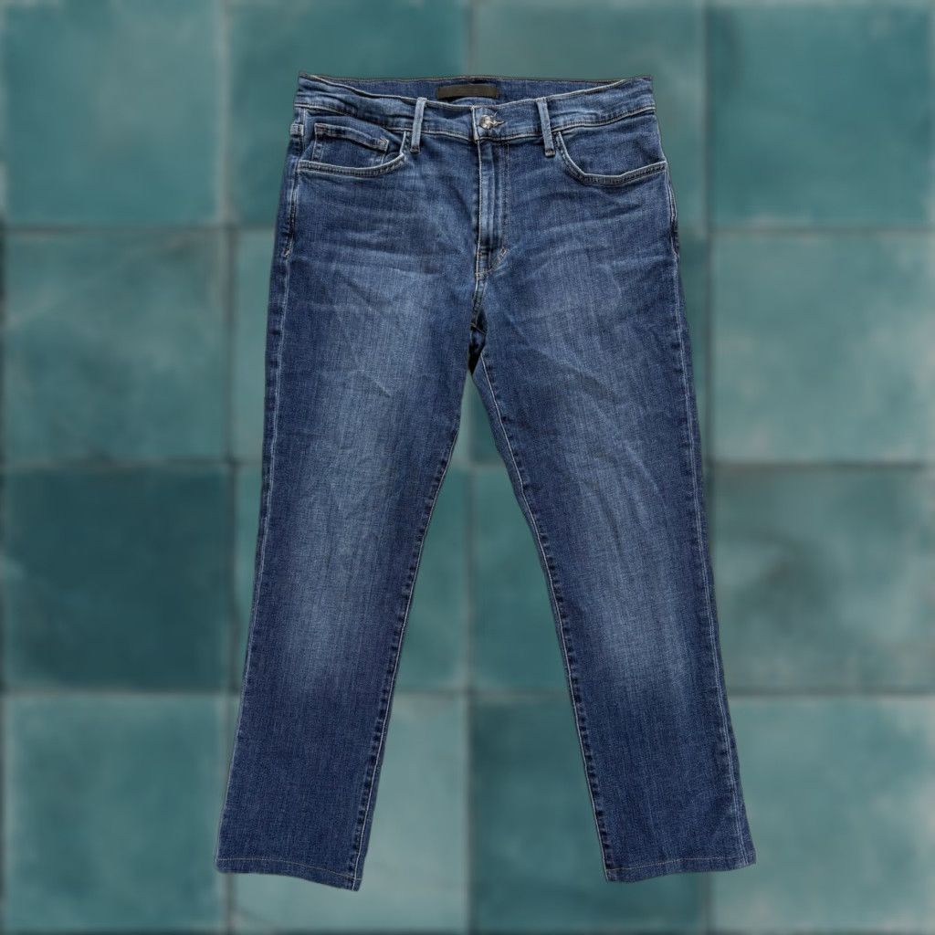 Vintage Joe's Jeans The Asher Knowlton Jeans Mens 32x27 Slim Straight Blue Denim Stretch Pockets Zip 32 Inseam Medium Cotton Blend Regular Jeans Mens Size US 32 / EU 48 - 1 Thumbnail