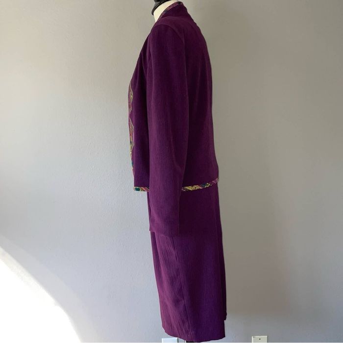 Vintage City Girl Nancy Bolen Purple Skirt Set 6 VTG Blazer Studded