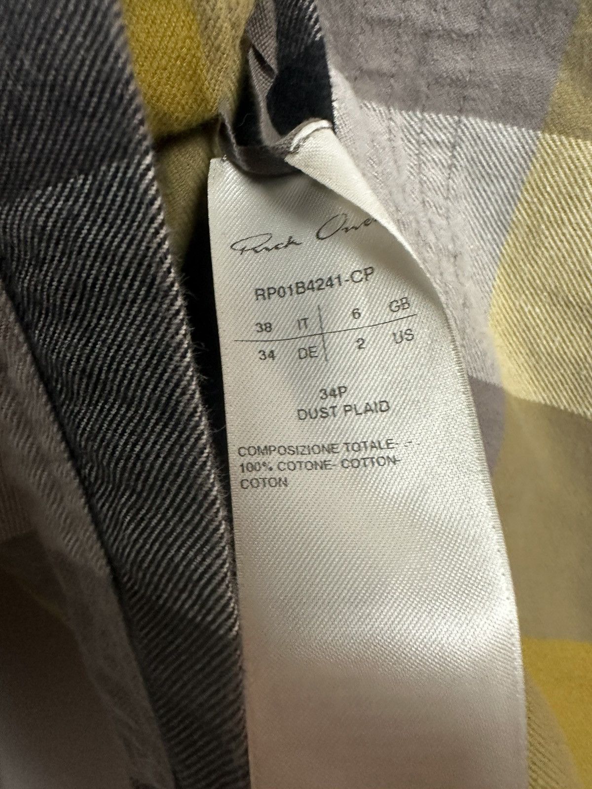 Rick Owens SS22 ‘FOGACHINE’ Dust Plaid Cropped Overshirt Size US XS / EU 42 / 0 - 8 Thumbnail