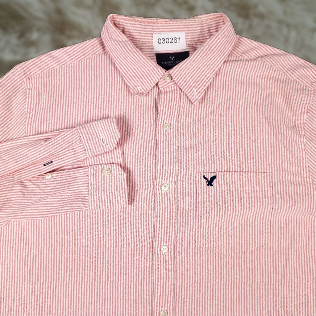 American Eagle Outfitters American Eagle Shirt Mens XL Red Striped Button-Up Long Sleeve Casual Classic Size US XL / EU 56 / 4 - 1 Thumbnail