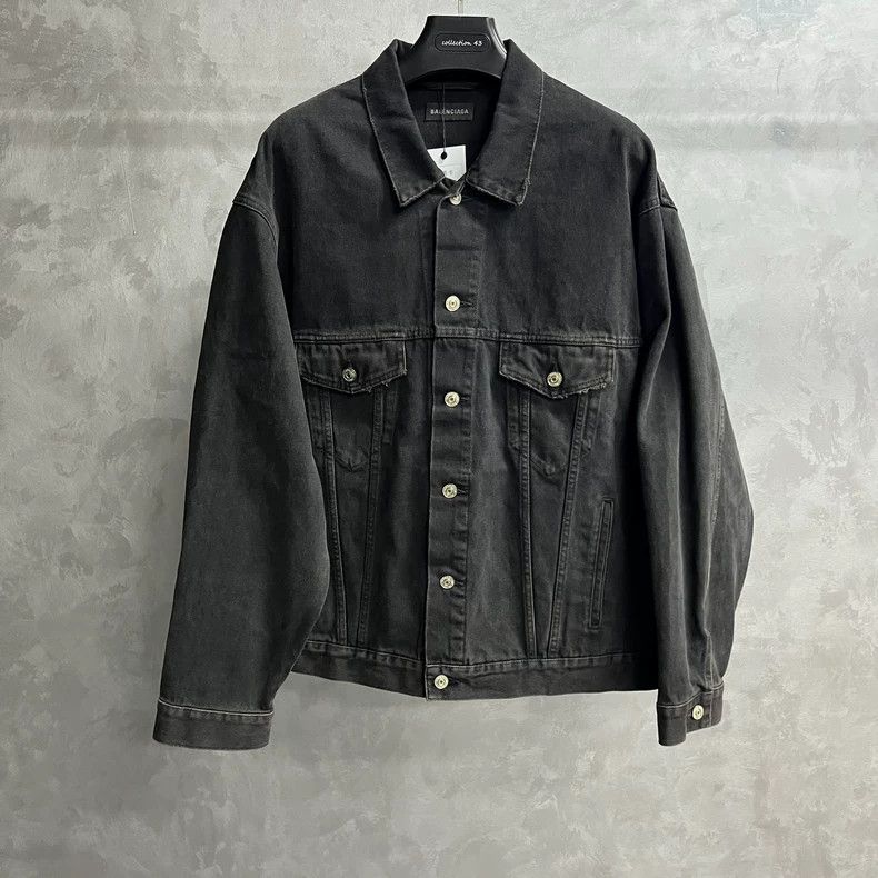 Balenciaga Black Logo Denim Jacket by Balenciaga Size US XS / EU 42 / 0 - 1 Thumbnail