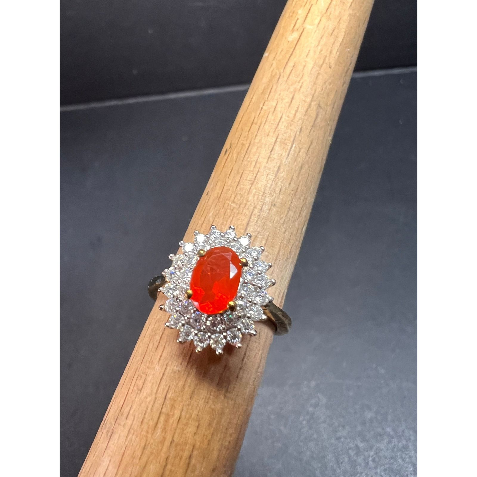 Other Mexican Cherry fire opal moissanite ring in vermeil size 5 Size ONE SIZE - 12 Thumbnail