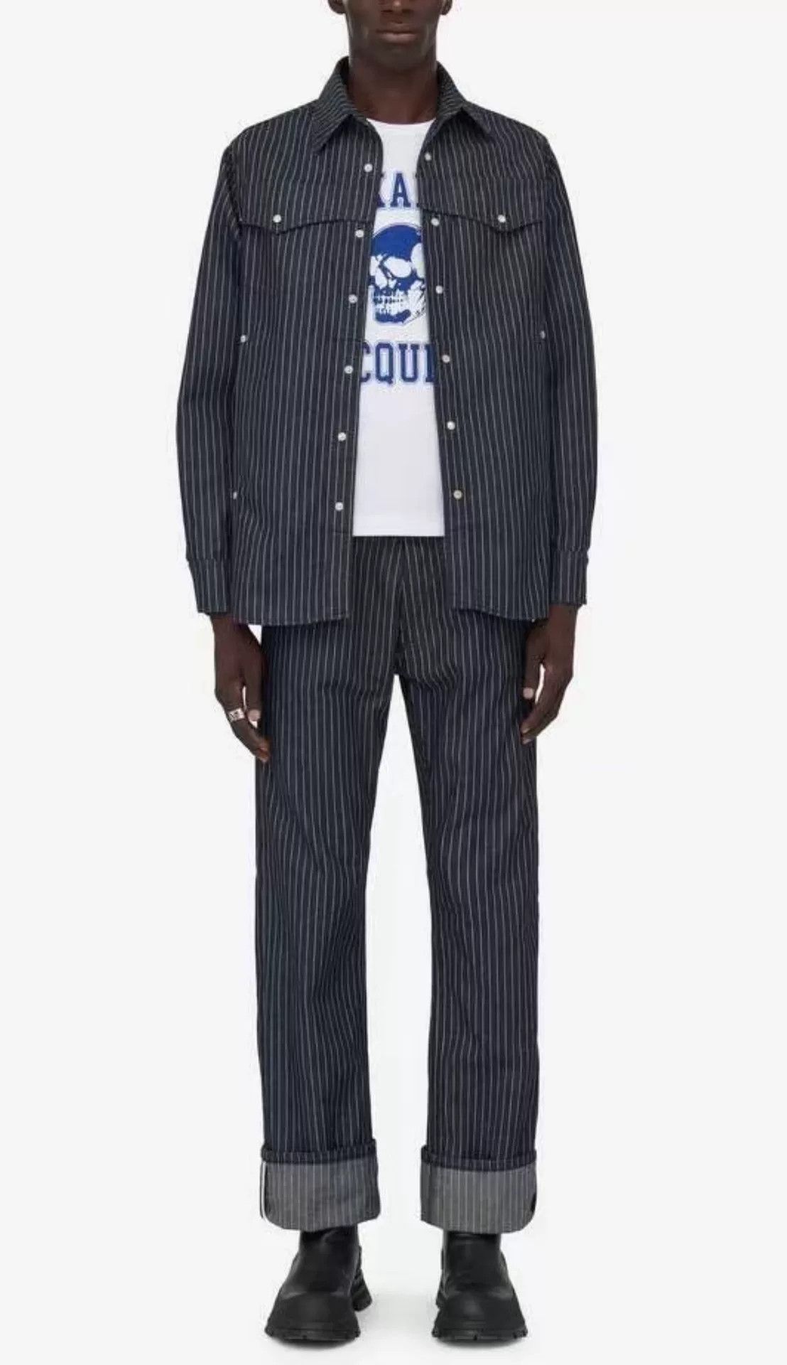 Alexander McQueen Alexander McQueen Striped Denim Shirt Jacket Size US M / EU 48-50 / 2 - 1 Thumbnail