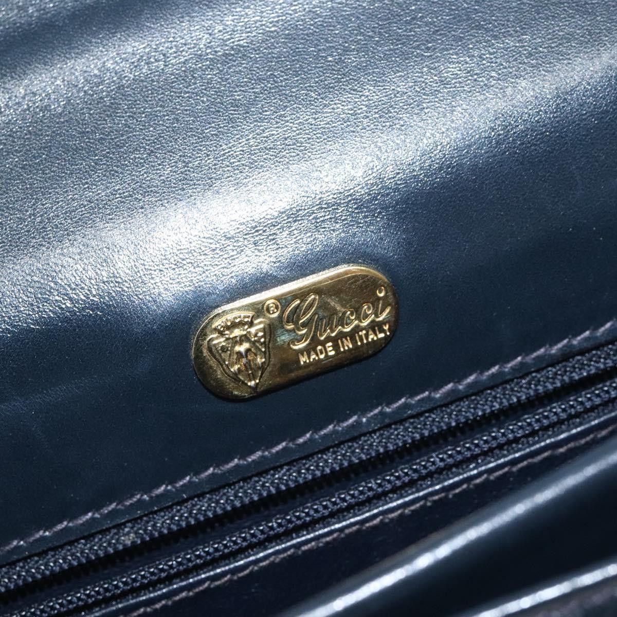 Gucci GUCCI Hand Bag Leather Navy Gold Size ONE SIZE - 16 Thumbnail