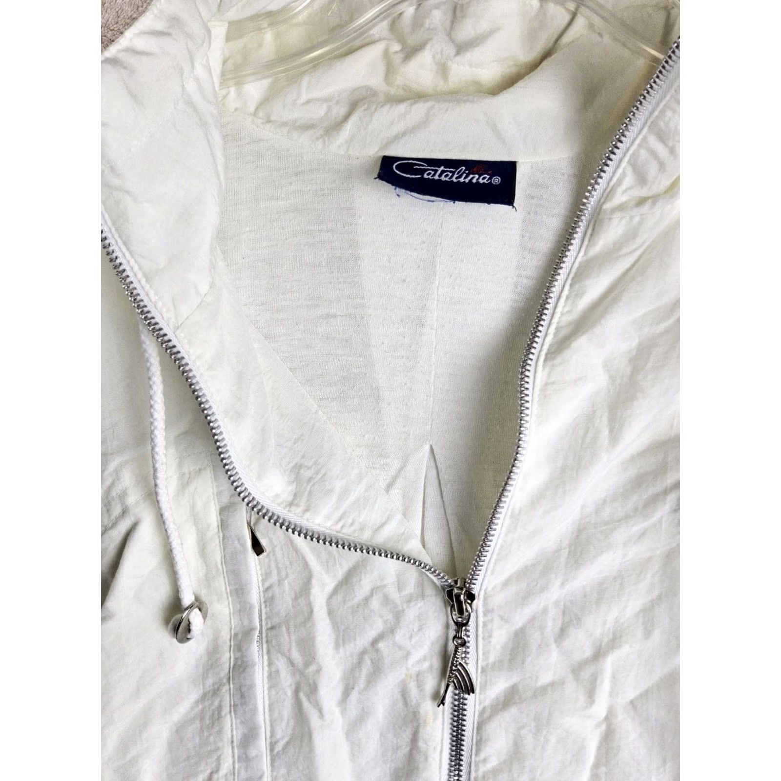 Catalina VINTAGE Catalina Windbreaker Jacket Full Zip 90s Nautical Size M White Womens Size M / US 6-8 / IT 42-44 - 7 Thumbnail