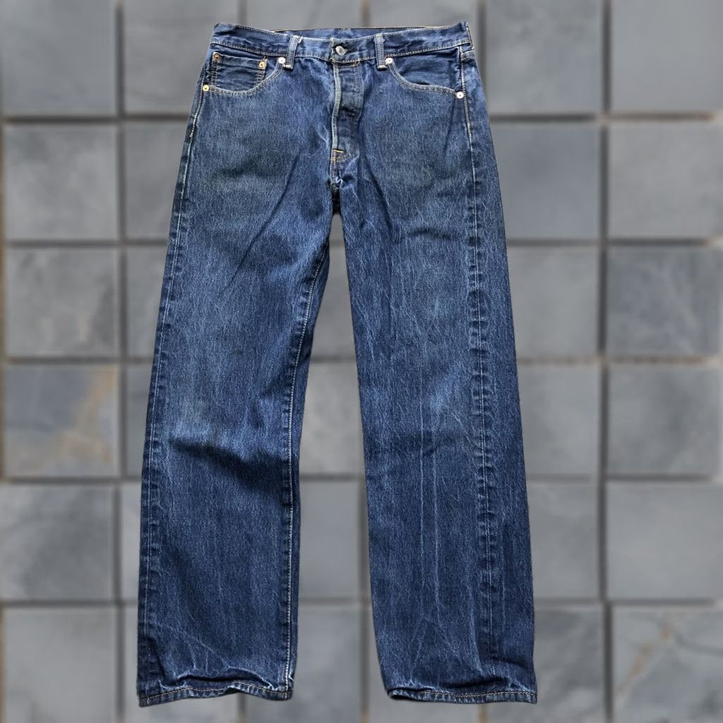 Levi's Levi's Jeans Mens 35x30 Blue Medium Wash Straight Leg Button Fly Denim Pants Size US 35 - 1 Thumbnail