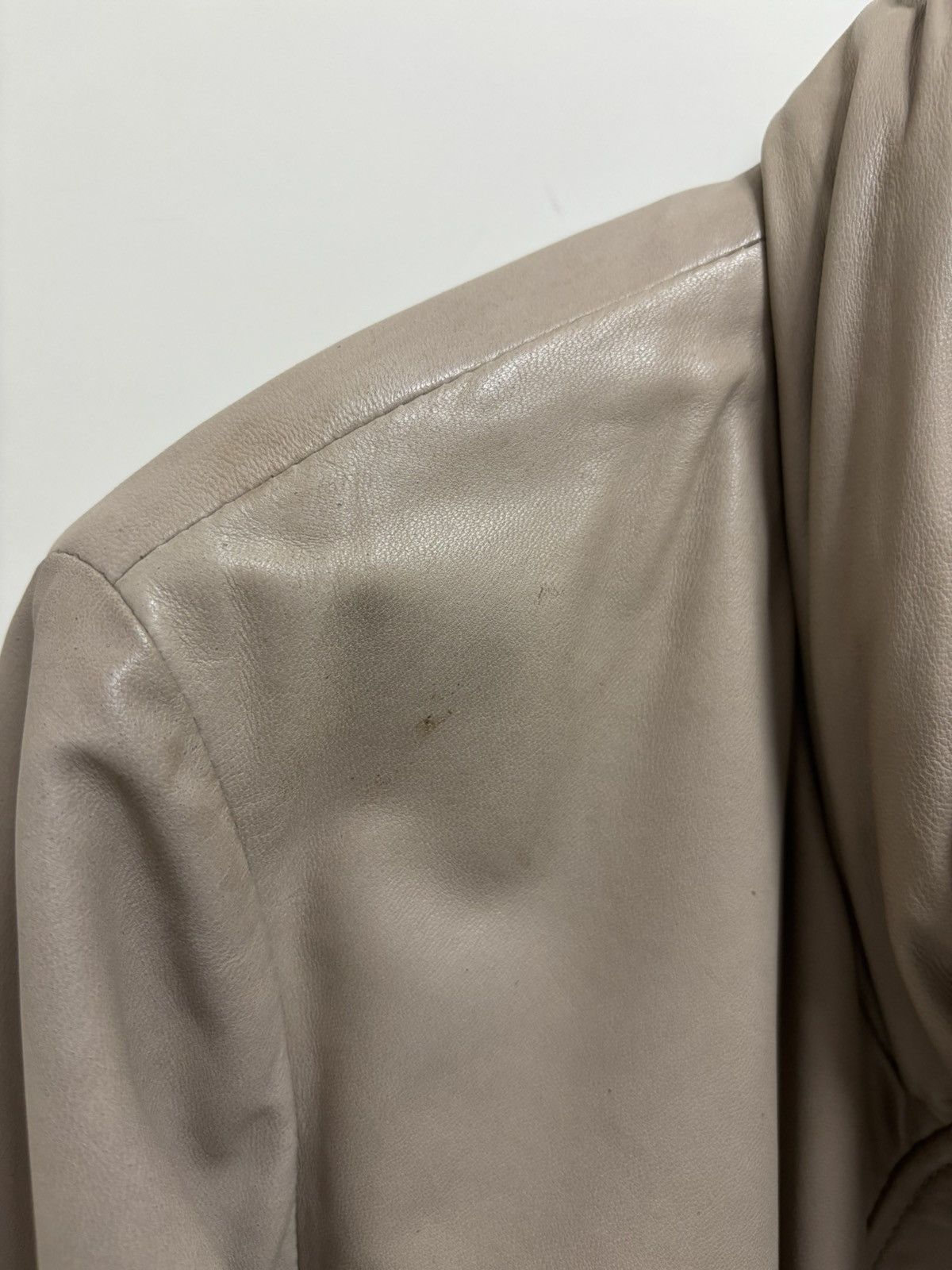 Brunello Cucinelli Brunello Cucinelli Elephant Beige Leather Bomber Jacket Size XL / US 12-14 / IT 48-50 - 23 Thumbnail