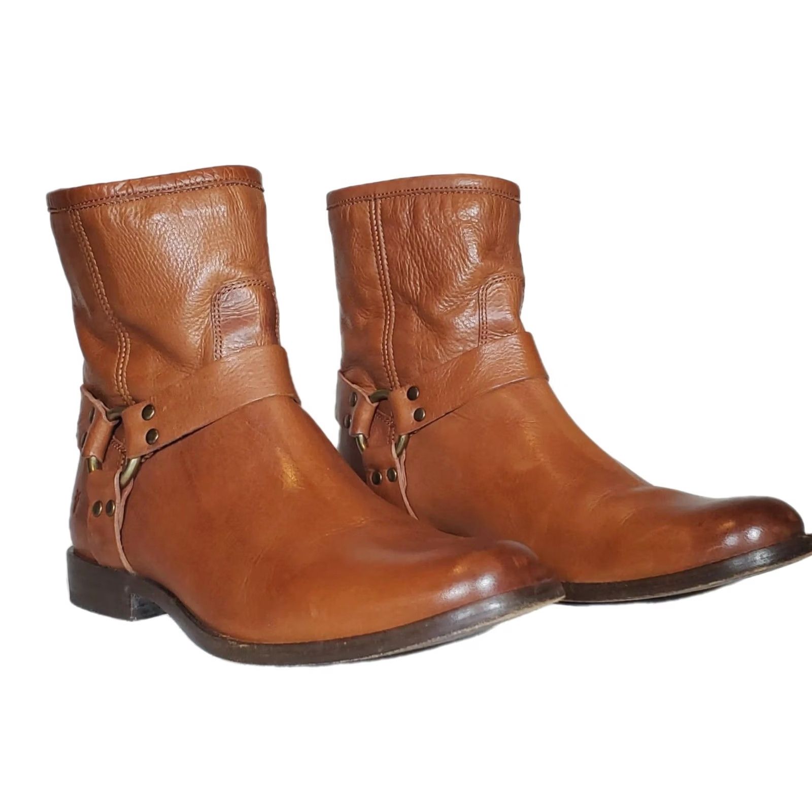 Frye FRYE Phillip Harness Short Ankle Boots Whiskey Brown Leather 70509 Women's US 9.5 B Bootie Size 32" / US 10 / IT 46 - 2 Thumbnail