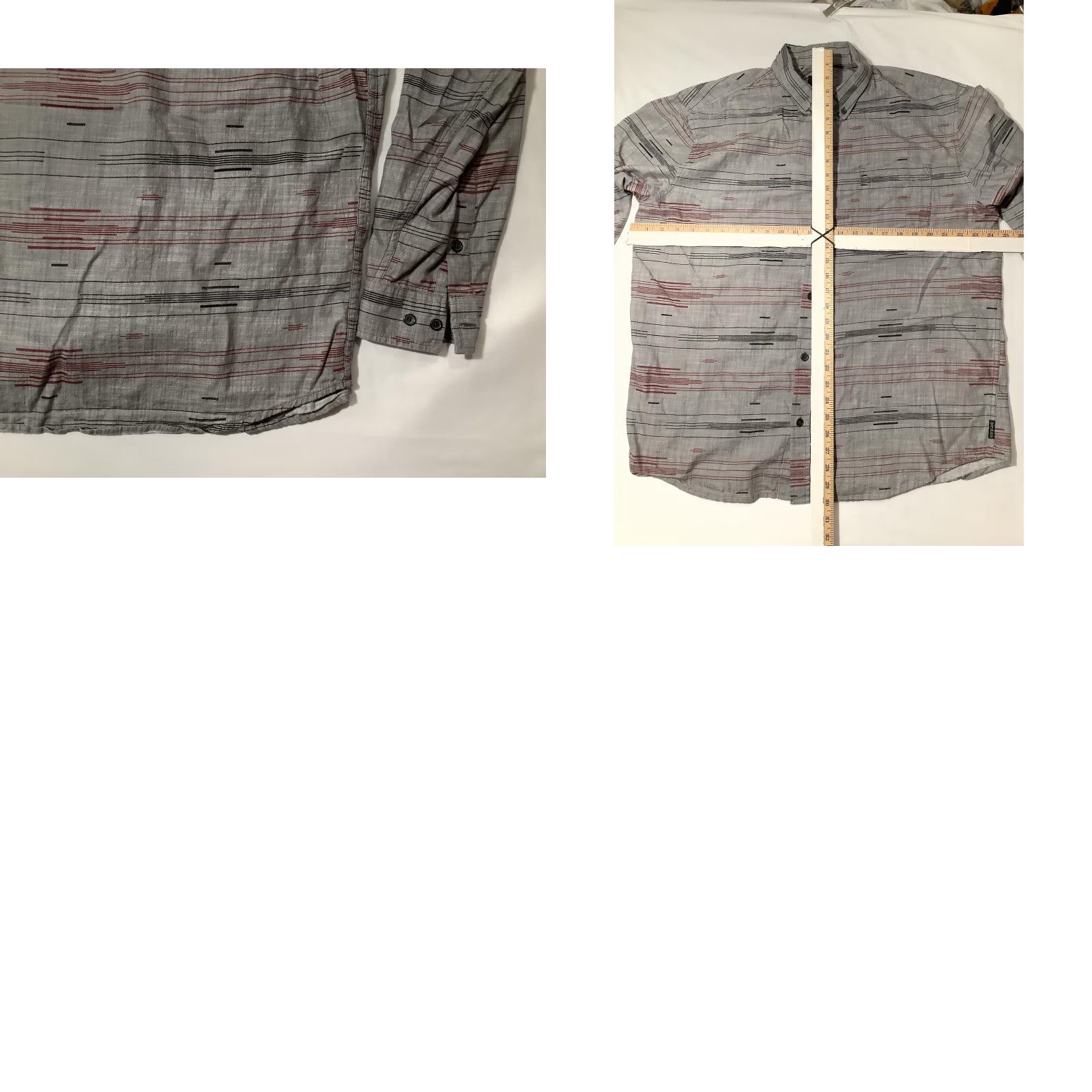 Prana prAna Shirt Mens XL Gray Red Stripe Button Front Long Sleeve Casual Outdoor Size US XL / EU 56 / 4 - 8 Thumbnail