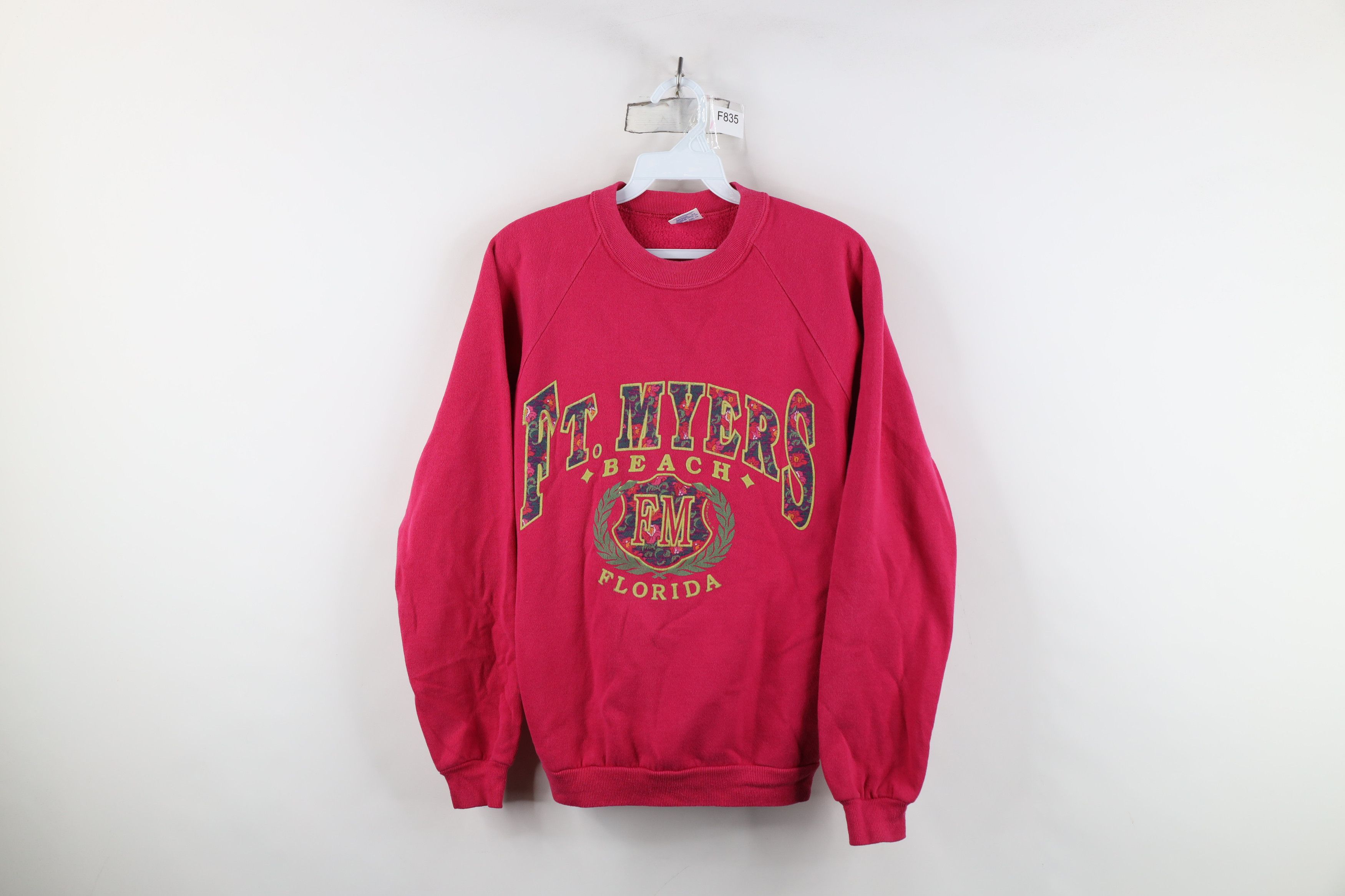 Vintage Vintage 90s Streetwear Beach Florida Sweatshirt Pink USA Size M / US 6-8 / IT 42-44 - 1 Thumbnail
