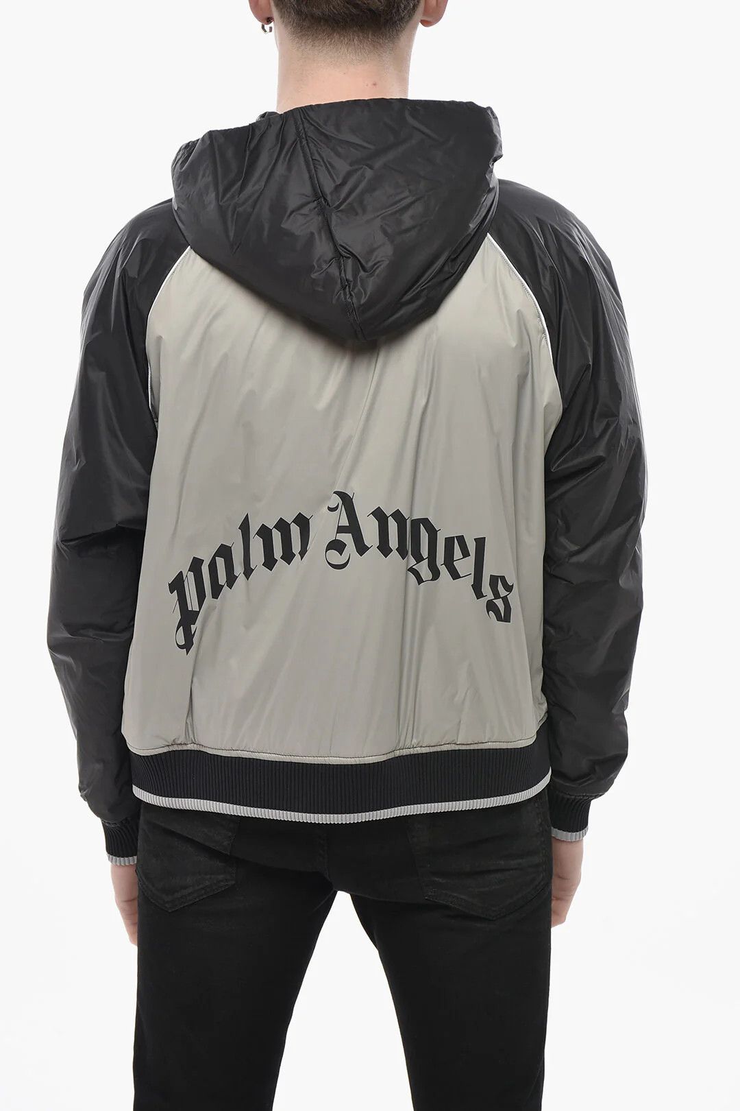 Palm Angels og1mm0326 Two-Tone Nylon Windbreaker Jacket in Grey Size US M / EU 48-50 / 2 - 2 Thumbnail