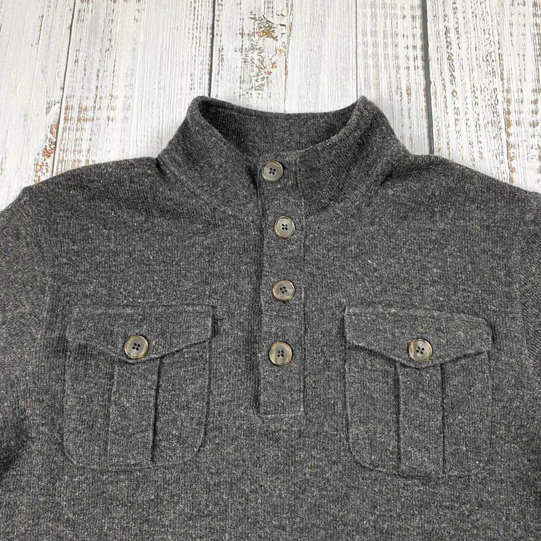 Merrell Merrell Sweater Womens XL Gray Knit Hiking Mock-Neck Pullover 4-Button Pockets Size XL / US 12-14 / IT 48-50 - 2 Thumbnail