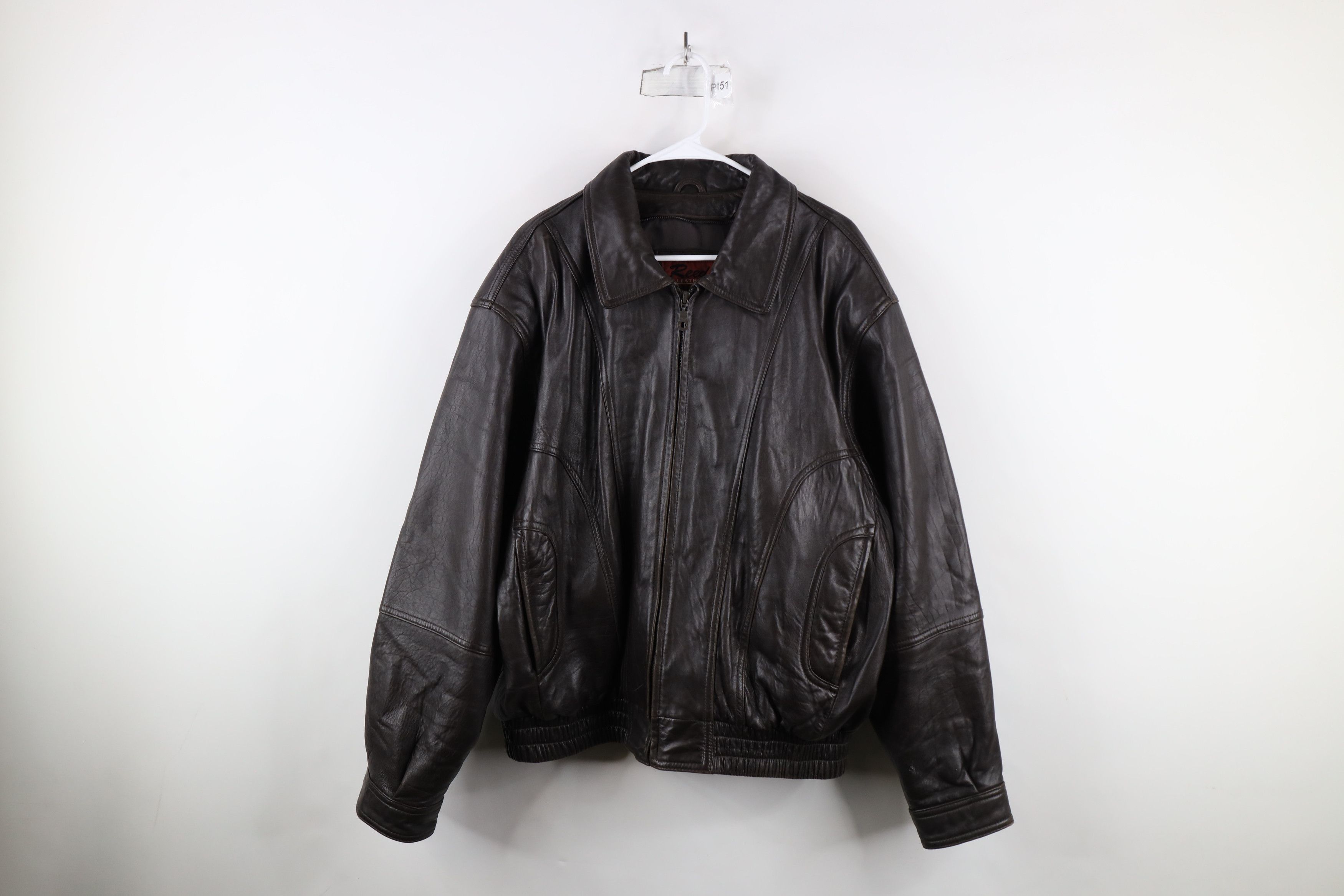 Vintage Vintage 90s Streetwear Leather Flight Bomber Jacket Brown Size US XL / EU 56 / 4 - 1 Thumbnail