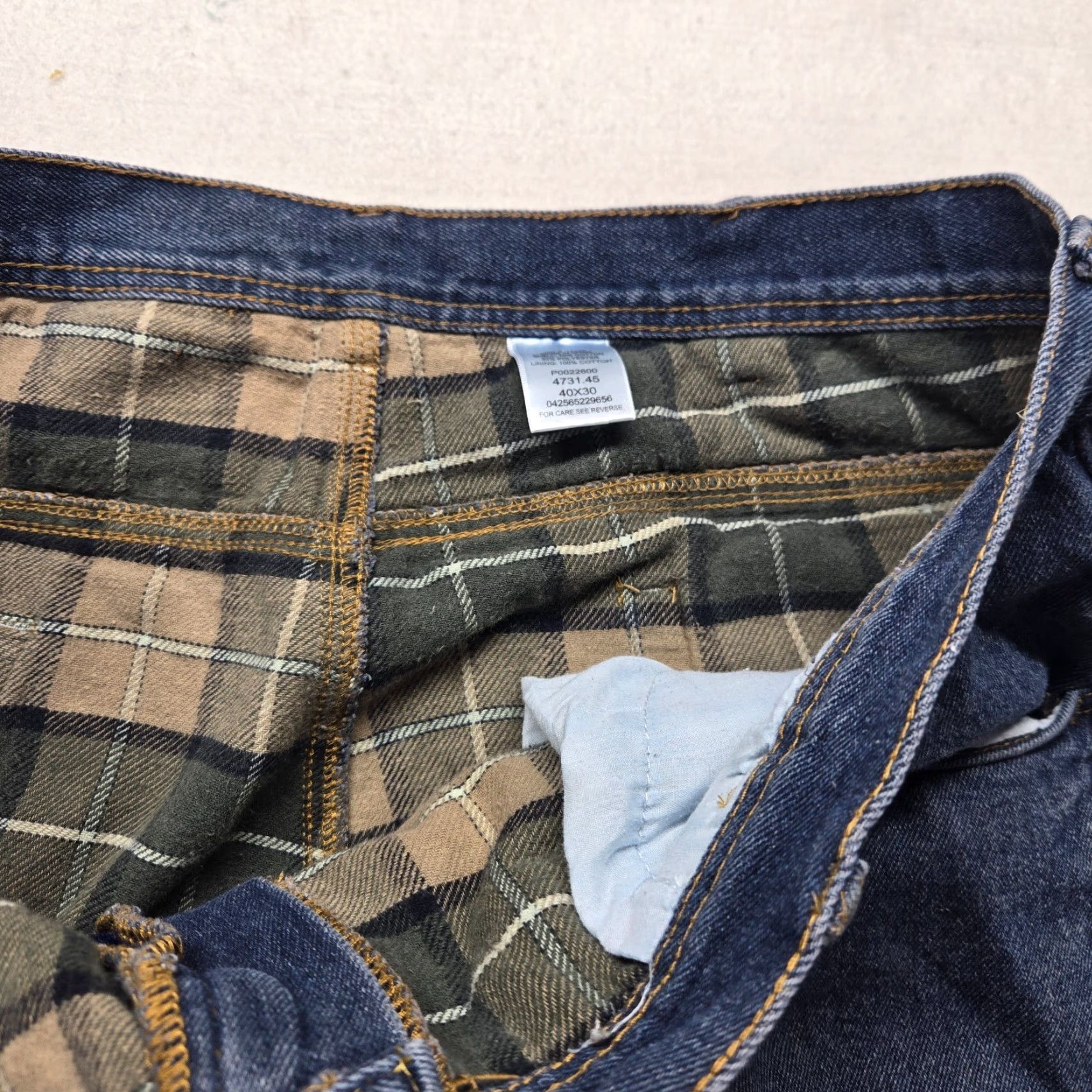 Vintage Key Jeans Men 40x30 Dark Blue Denim Lined Flannel Straight Size US 40 / EU 56 - 3 Thumbnail