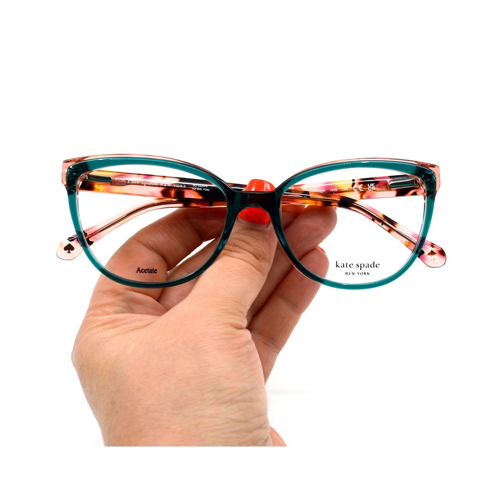 Kate Spade NEW KATE SPADE LUCINDA/G IWB GREEN PINK EYEGLASSES FRAME Size ONE SIZE - 13 Thumbnail