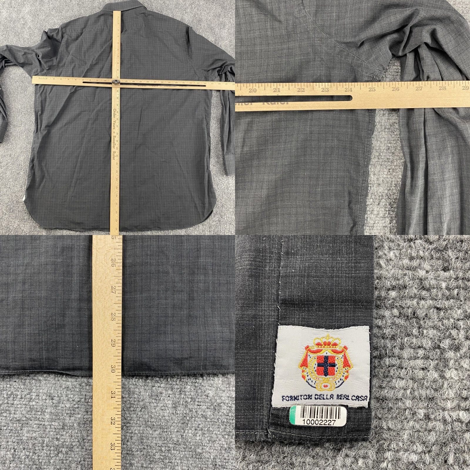 Vintage Borrelli Napoli Dress Shirt Mens 18 45 Gray Check Button Up Made In Italy Shirt Mens 18 Neck 18 in Pattern Check" Size 48R - 8 Thumbnail