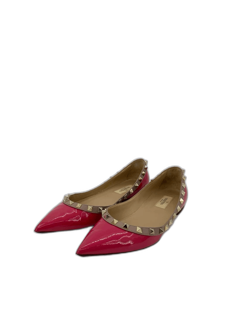Valentino Valentino Pink studded design patent leather flat casual loafers, size 37.5 Size US 5 / EU 37 - 1 Thumbnail